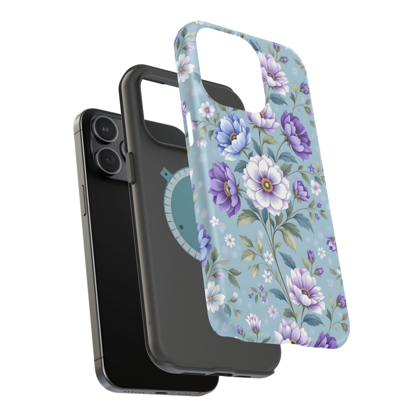 Floral Purple Peony Phone Case — Magnetic Impact‑Resistant Protective Cover