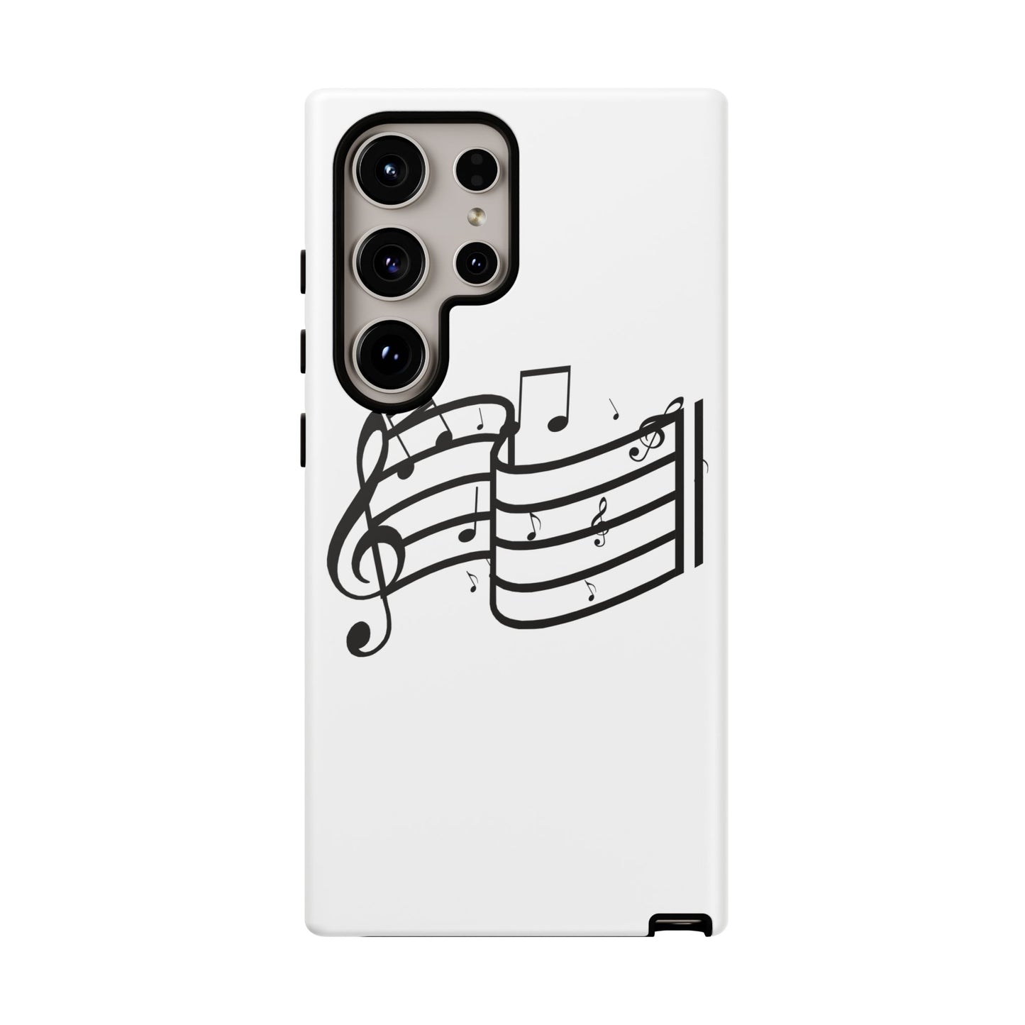 Musical Notes Phone Case — Black Treble Clef Music Staff Tough Case