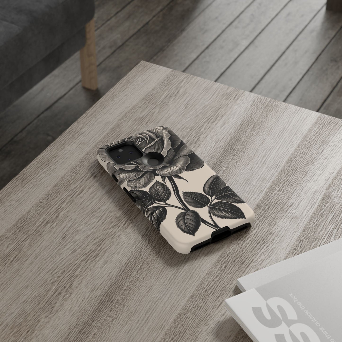 Black Rose Phone Case, Tough Cases with Floral Design, Elegant Tech Accessory, Gift for Flower Lovers, Stylish Protection