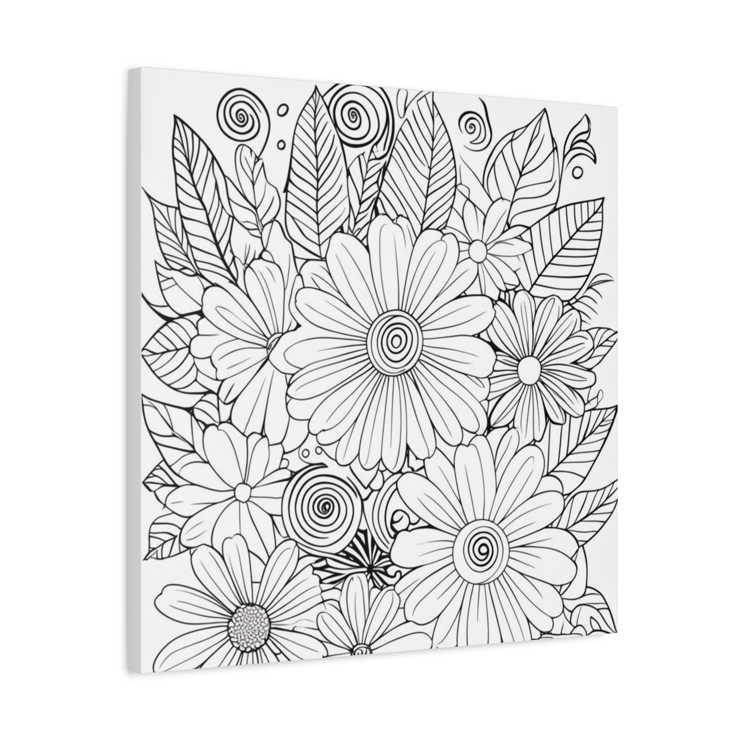 COLOR IT YOURSELF Floral Doodle Canvas Art — Black & White Bouquet Stretched Canvas
