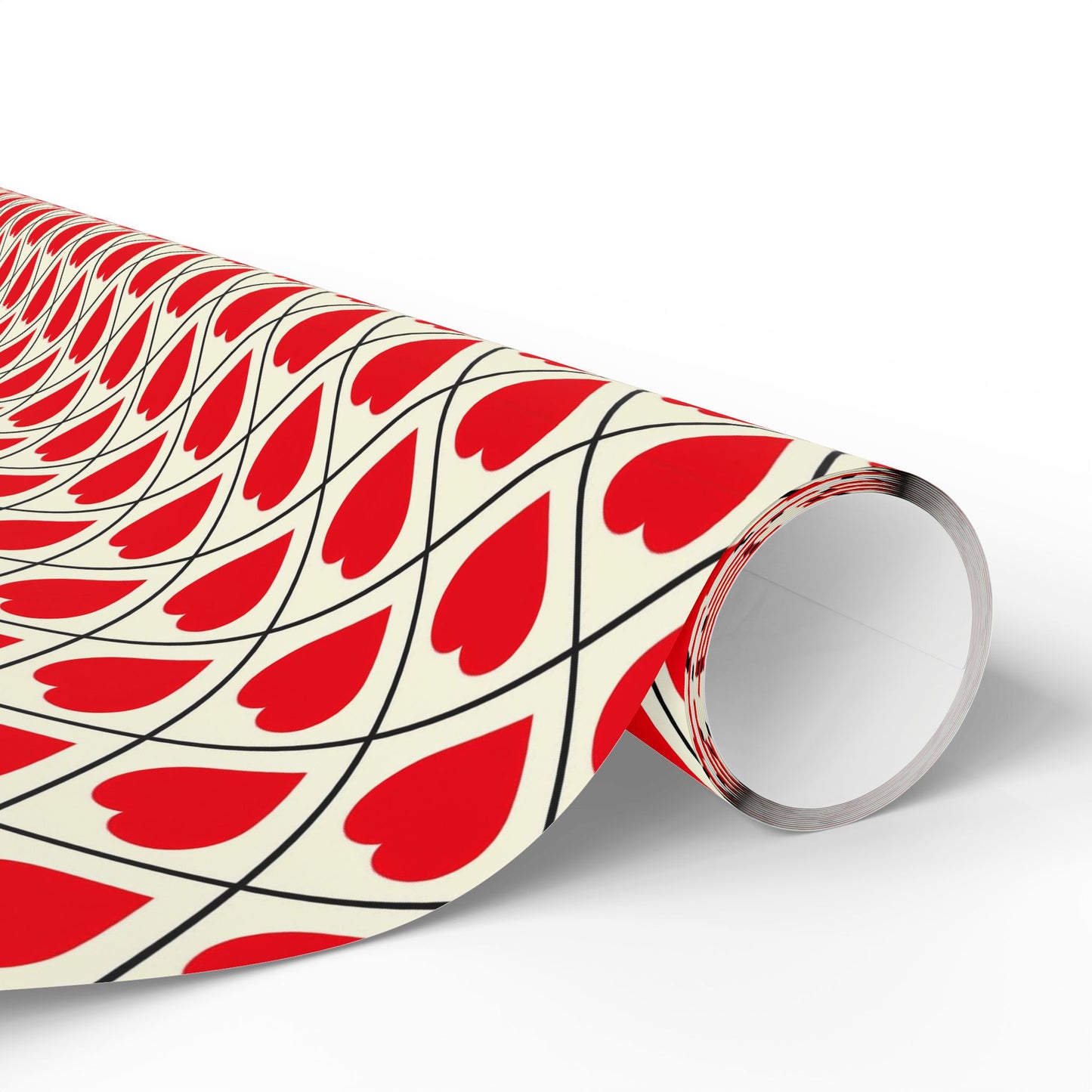 Heart Lattice Wrapping Paper Roll — Red Hearts Valentine's Gift Wrap