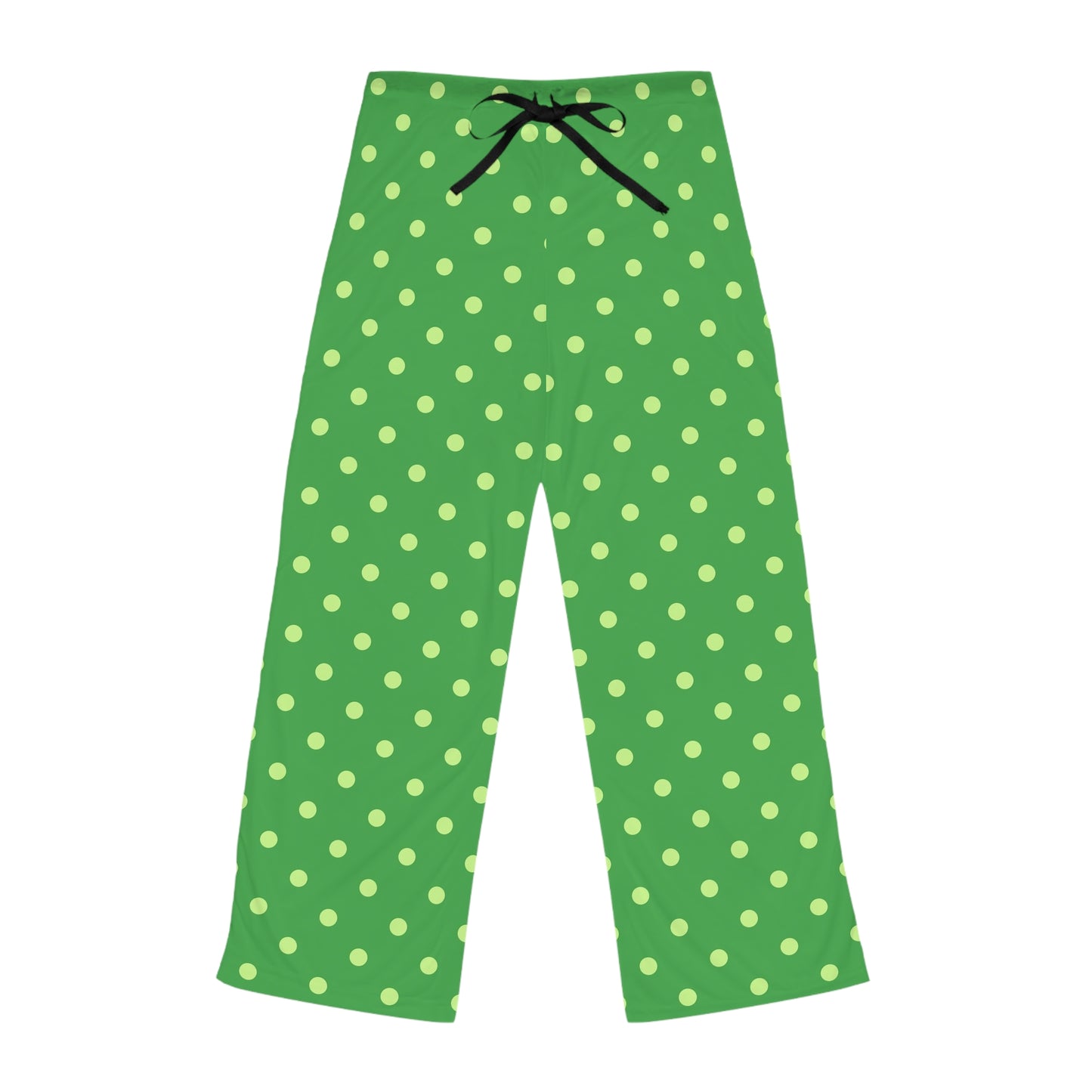 Bright Green Polka Dot Pajama Pants for Women, Cozy Lounge Wear