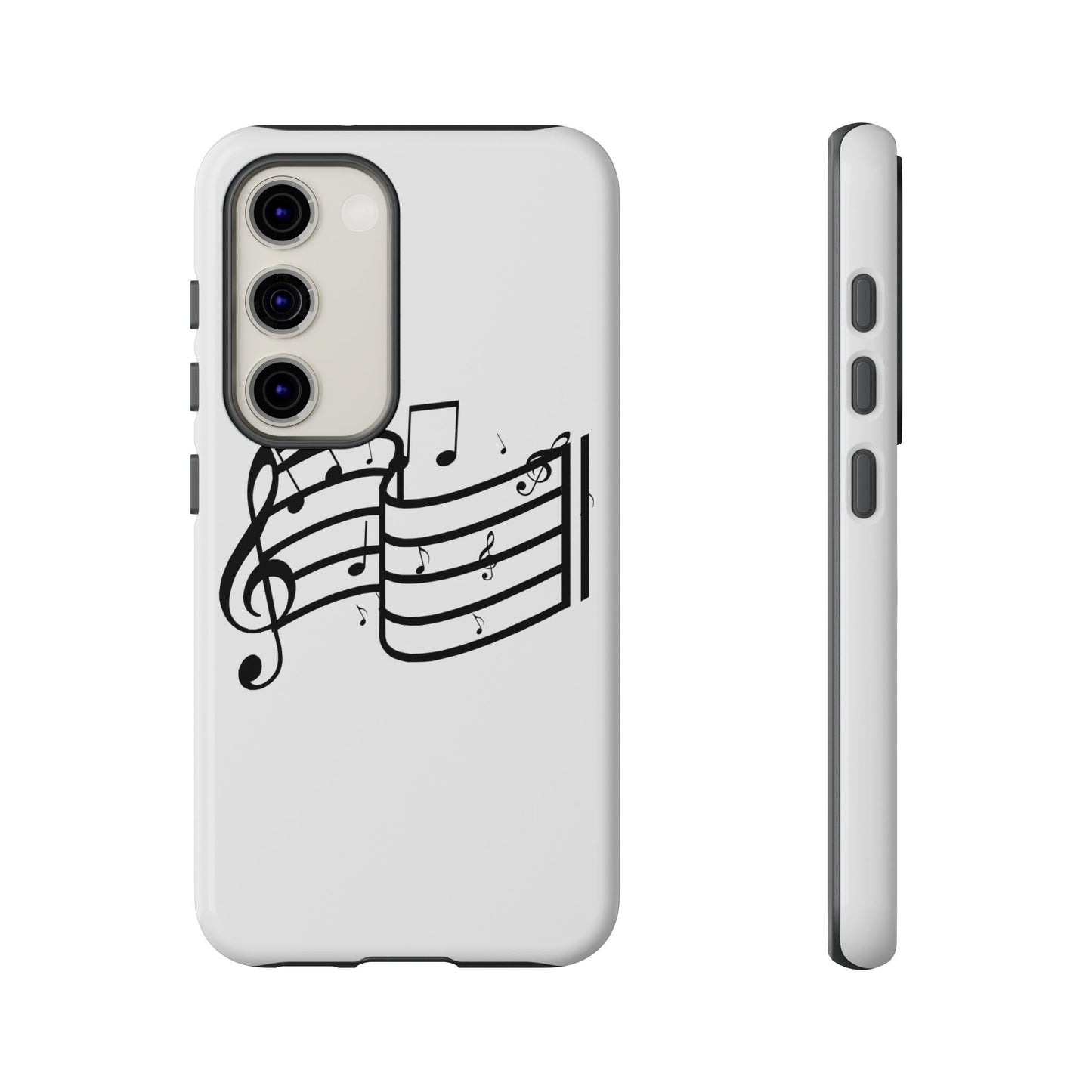 Musical Notes Phone Case — Black Treble Clef Music Staff Tough Case