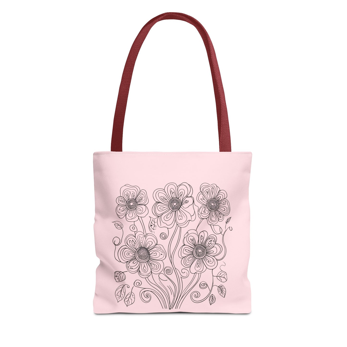 Floral Doodle Pink Tote Bag — Hand-Drawn Flower Design