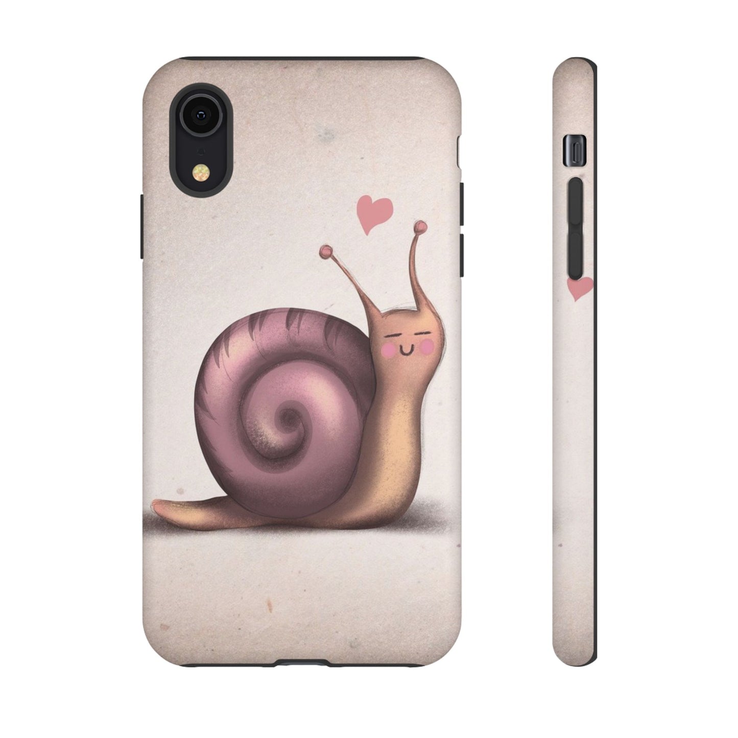 Cute Snail Phone Case — Pink Heart Cartoon Protective iPhone Cover