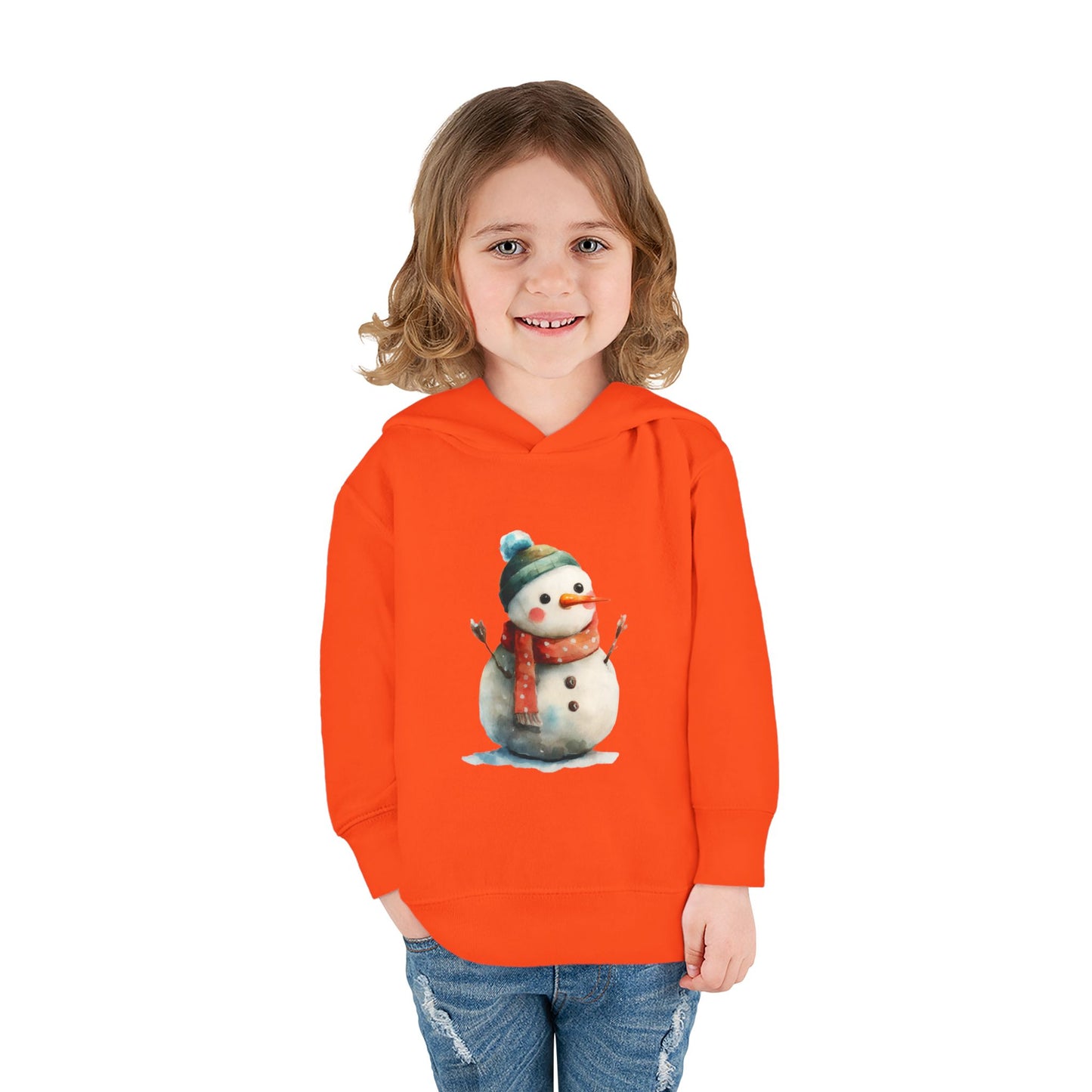 Cozy Snowman Toddler Pullover Fleece Hoodie - Winter Apparel, Cute Gift for Kids, Holiday Wear, Soft Hoodie for Toddlers, Christmas Outfit