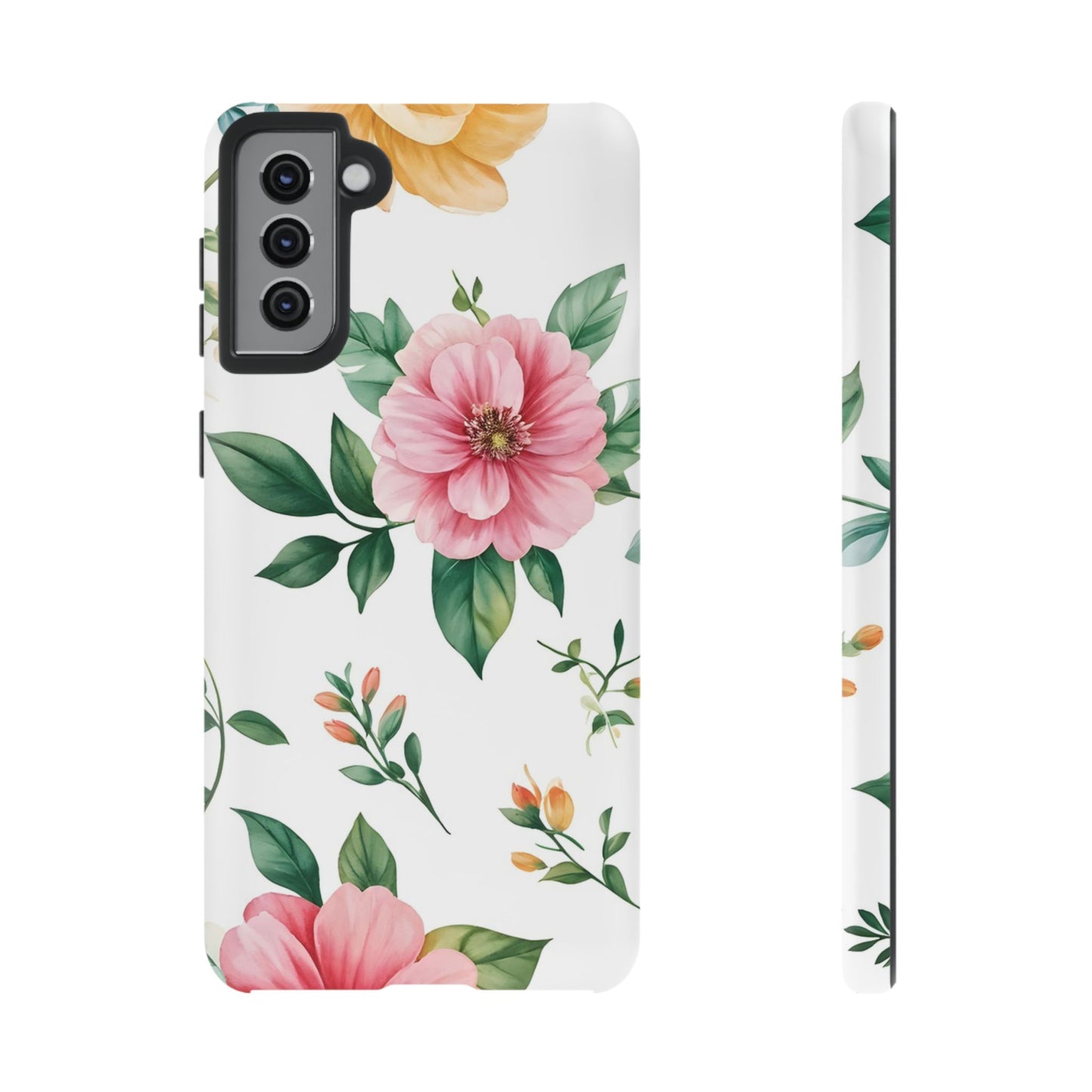 Floral Tough Phone Case — Pink Peony Protective Phone Cover