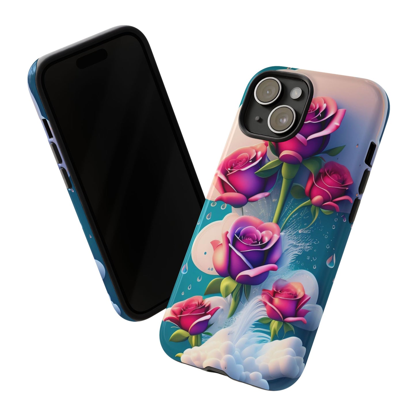 Floral Dream Tough Phone Case — Rose Bouquet Clouds Design
