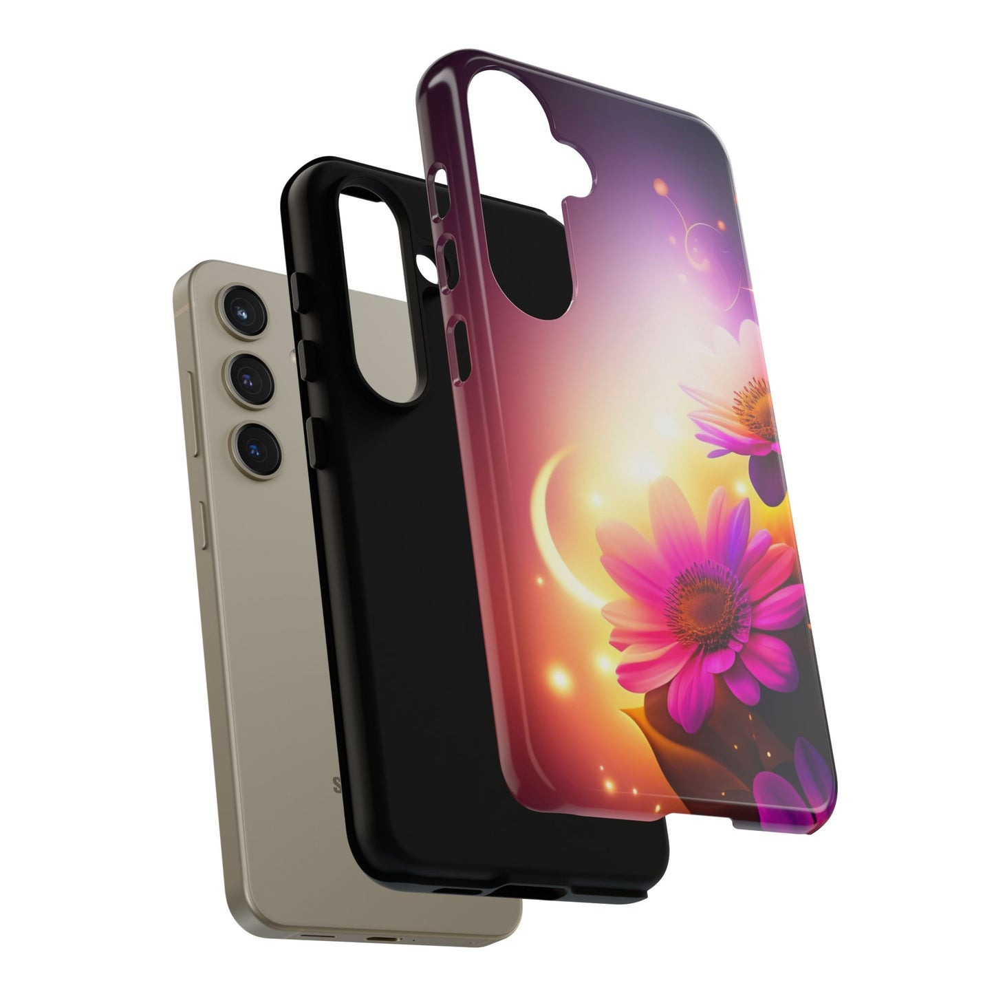 Floral Moonlight Phone Case – Purple Daisy Protective Cover