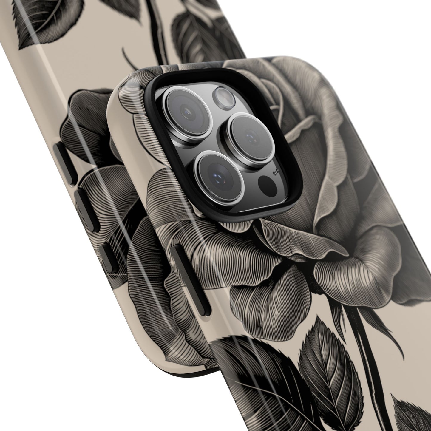 Black Rose Phone Case, Tough Cases with Floral Design, Elegant Tech Accessory, Gift for Flower Lovers, Stylish Protection