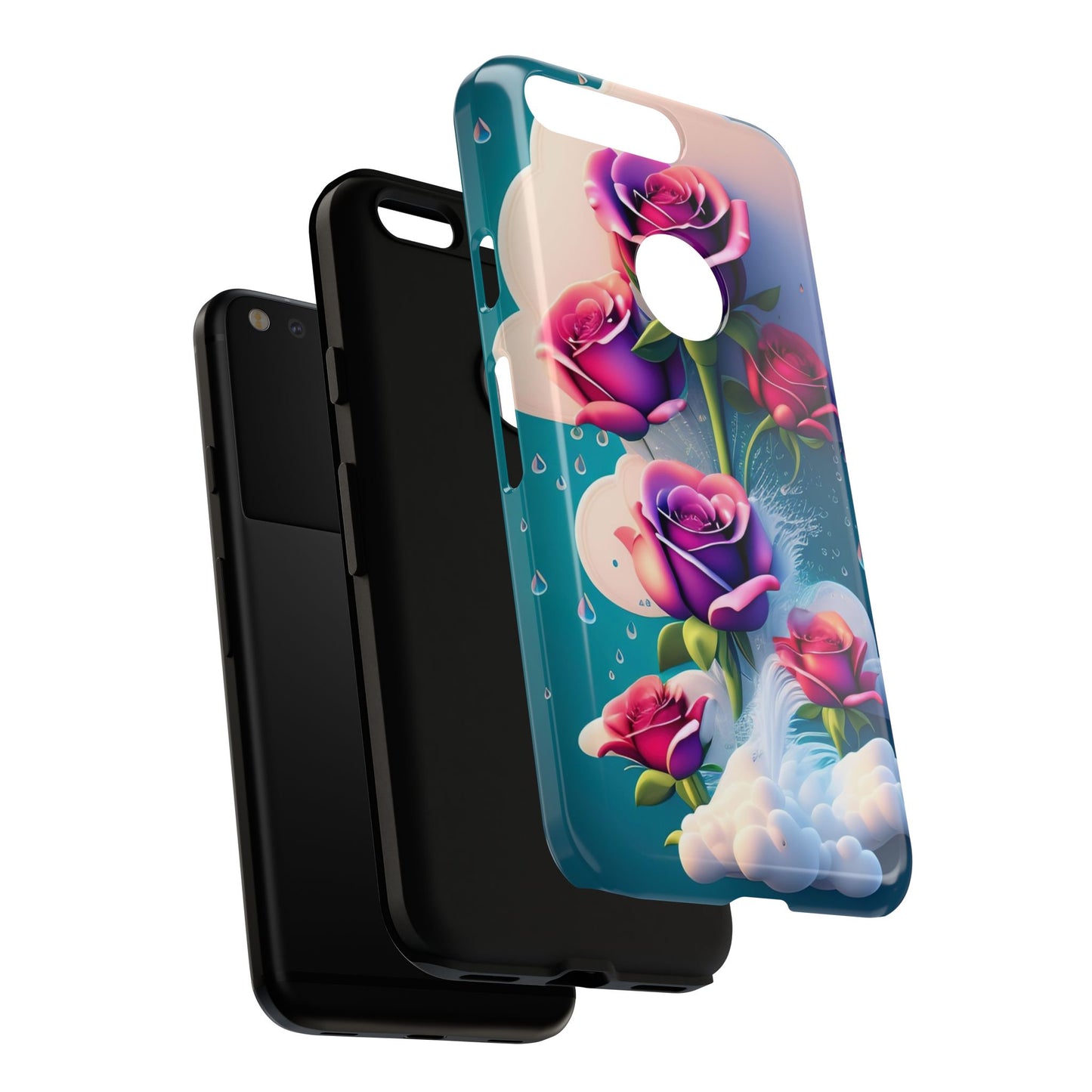 Floral Dream Tough Phone Case — Rose Bouquet Clouds Design