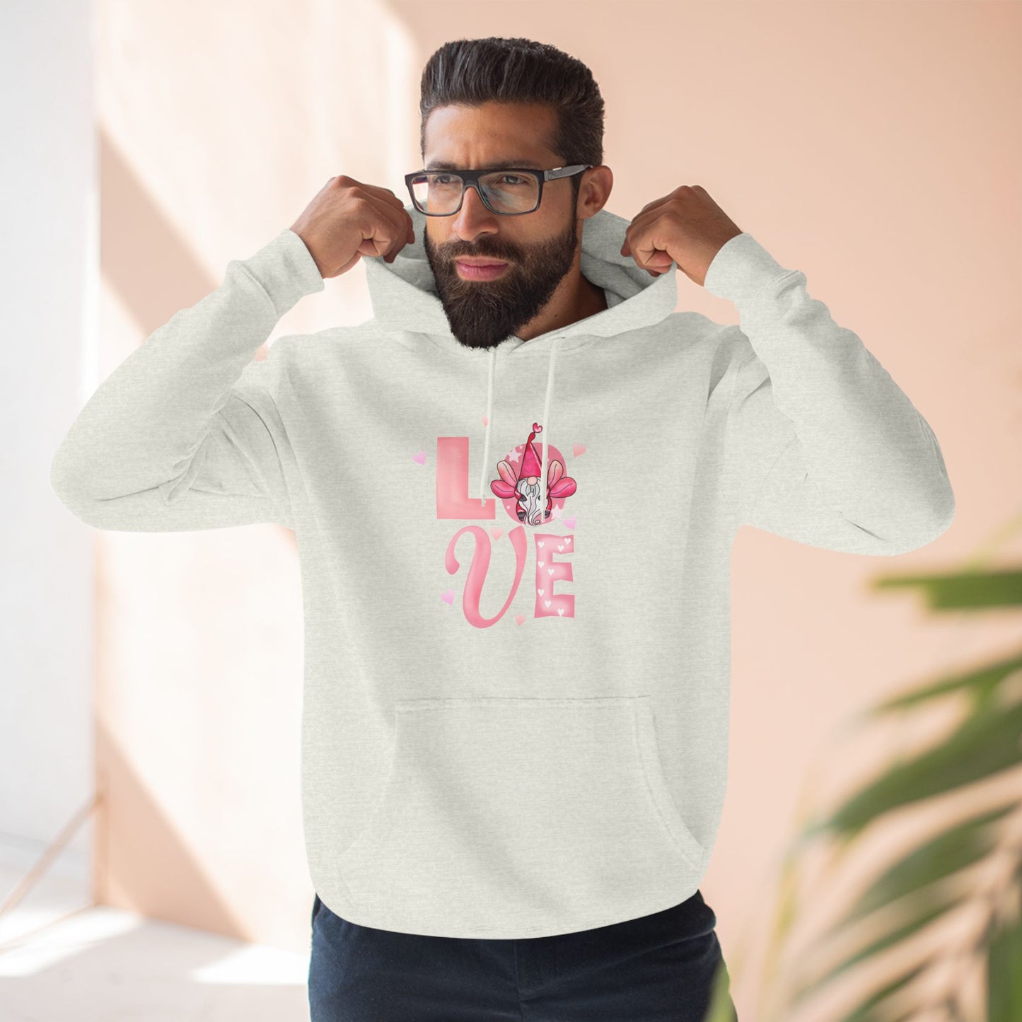 Love Blossom Hoodie — Pink Floral "LOVE" Graphic Fleece Hoodie