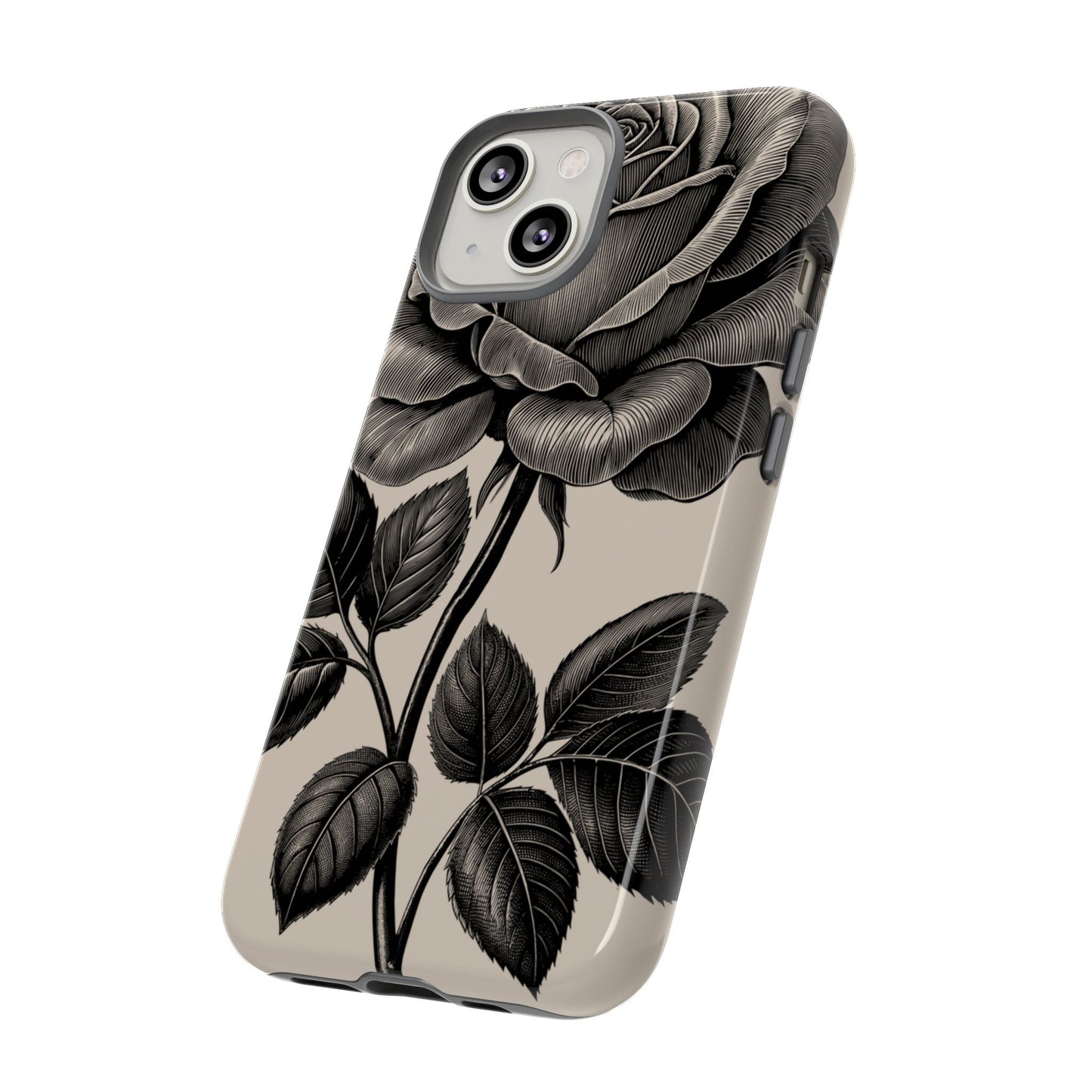 Black Rose Phone Case, Tough Cases with Floral Design, Elegant Tech Accessory, Gift for Flower Lovers, Stylish Protection