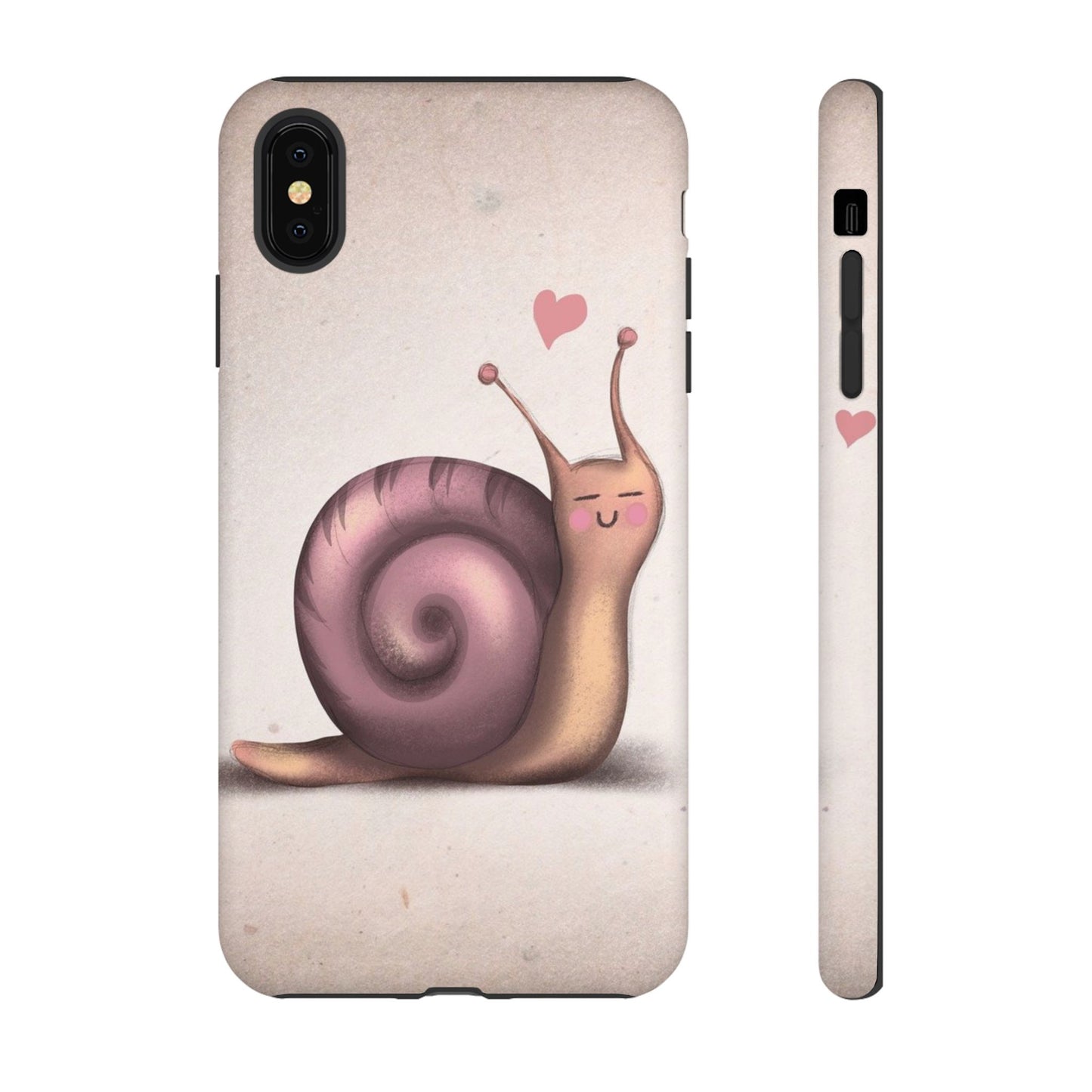 Cute Snail Phone Case — Pink Heart Cartoon Protective iPhone Cover