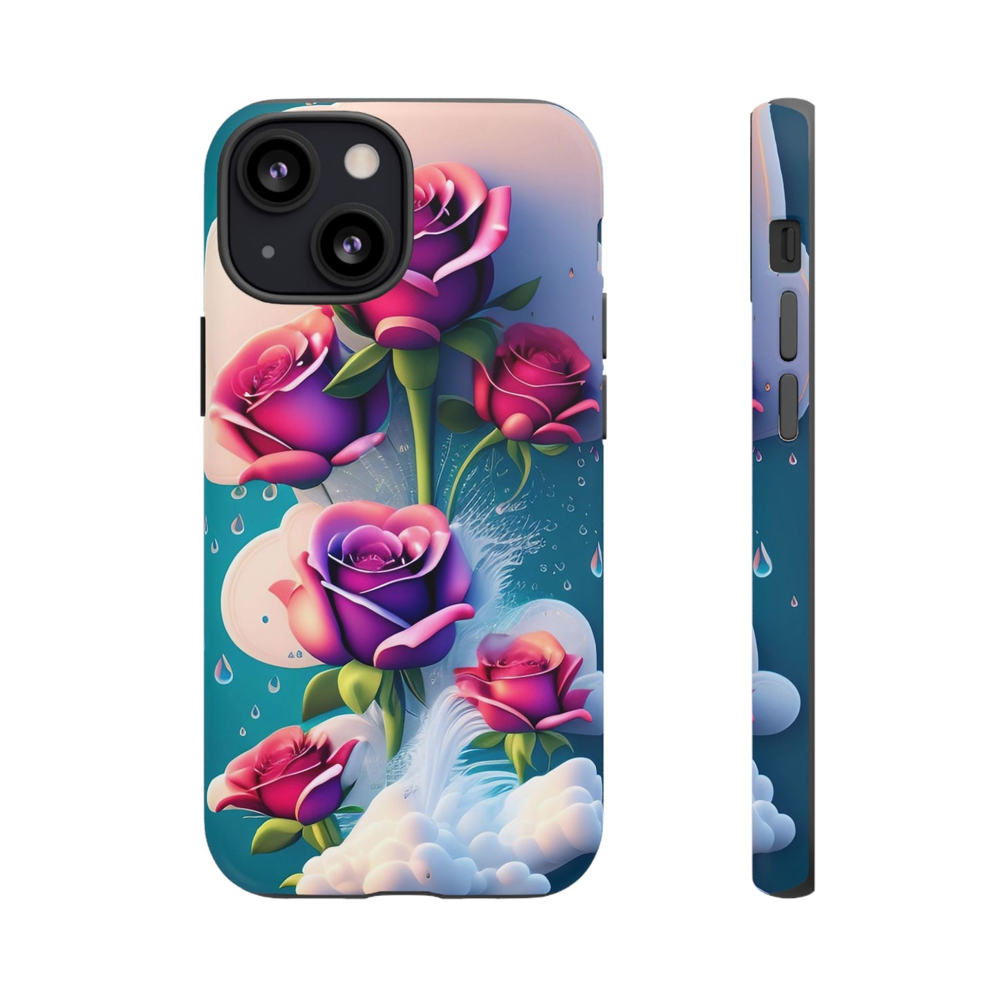 Floral Dream Tough Phone Case — Rose Bouquet Clouds Design