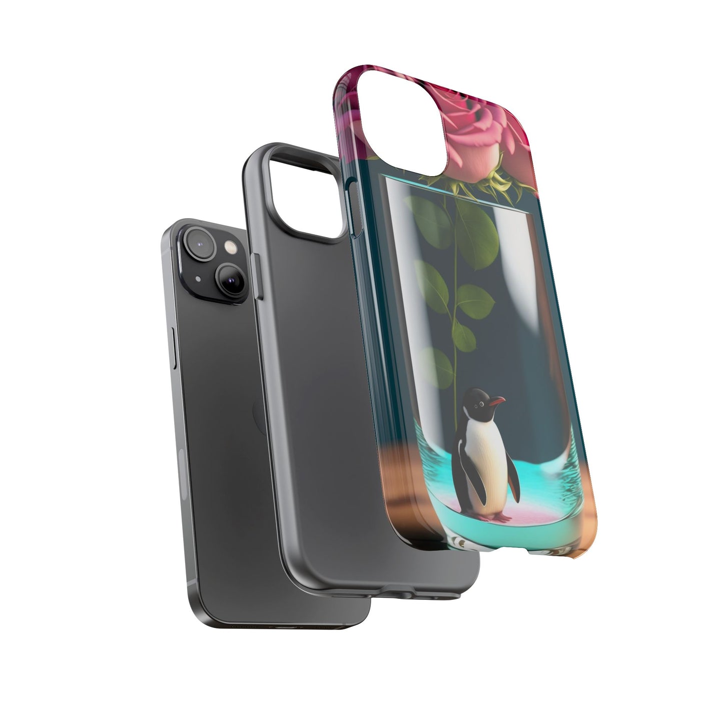 Penguin in a Glass Floral Tough Phone Case — Cute Protective Phone Cover