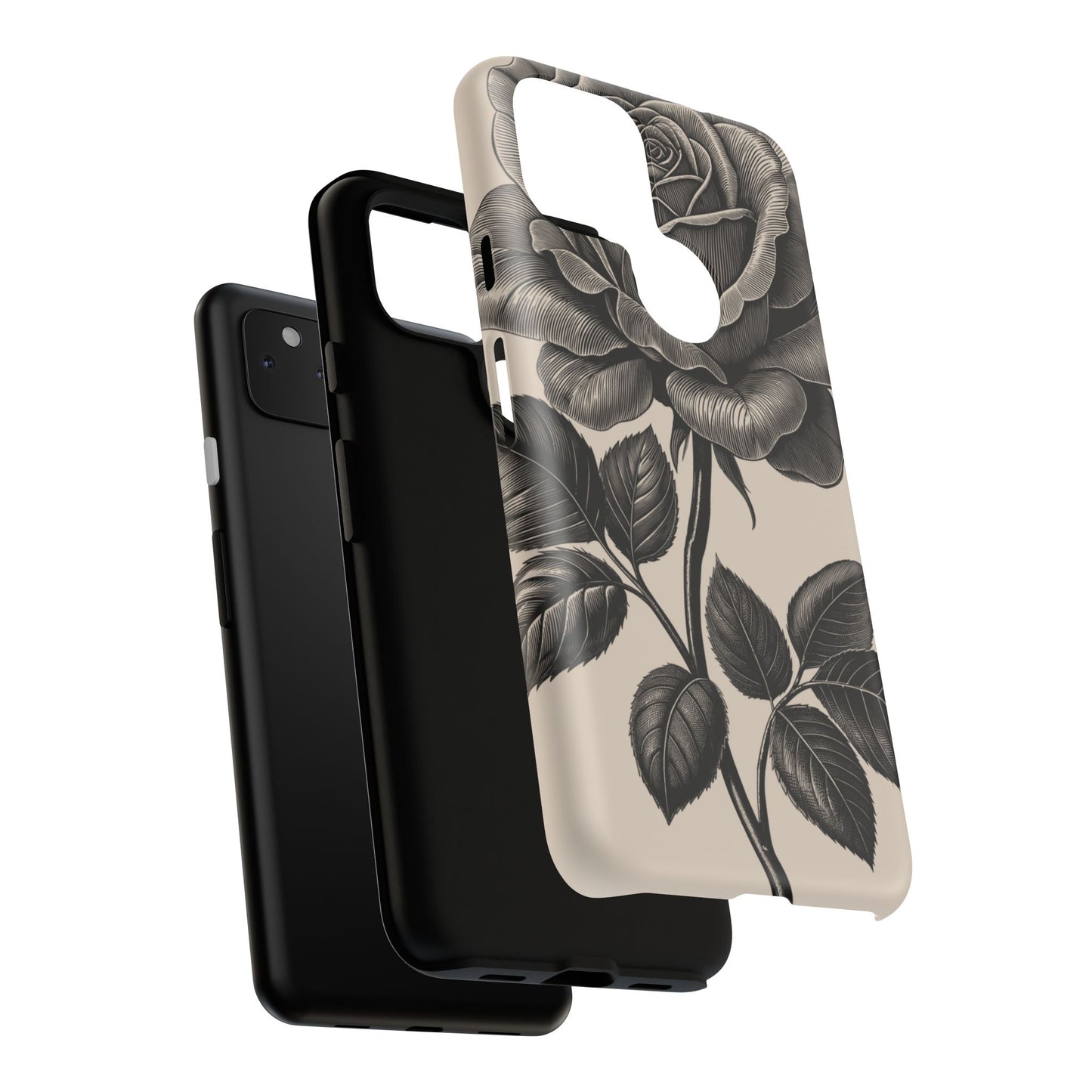 Black Rose Phone Case, Tough Cases with Floral Design, Elegant Tech Accessory, Gift for Flower Lovers, Stylish Protection