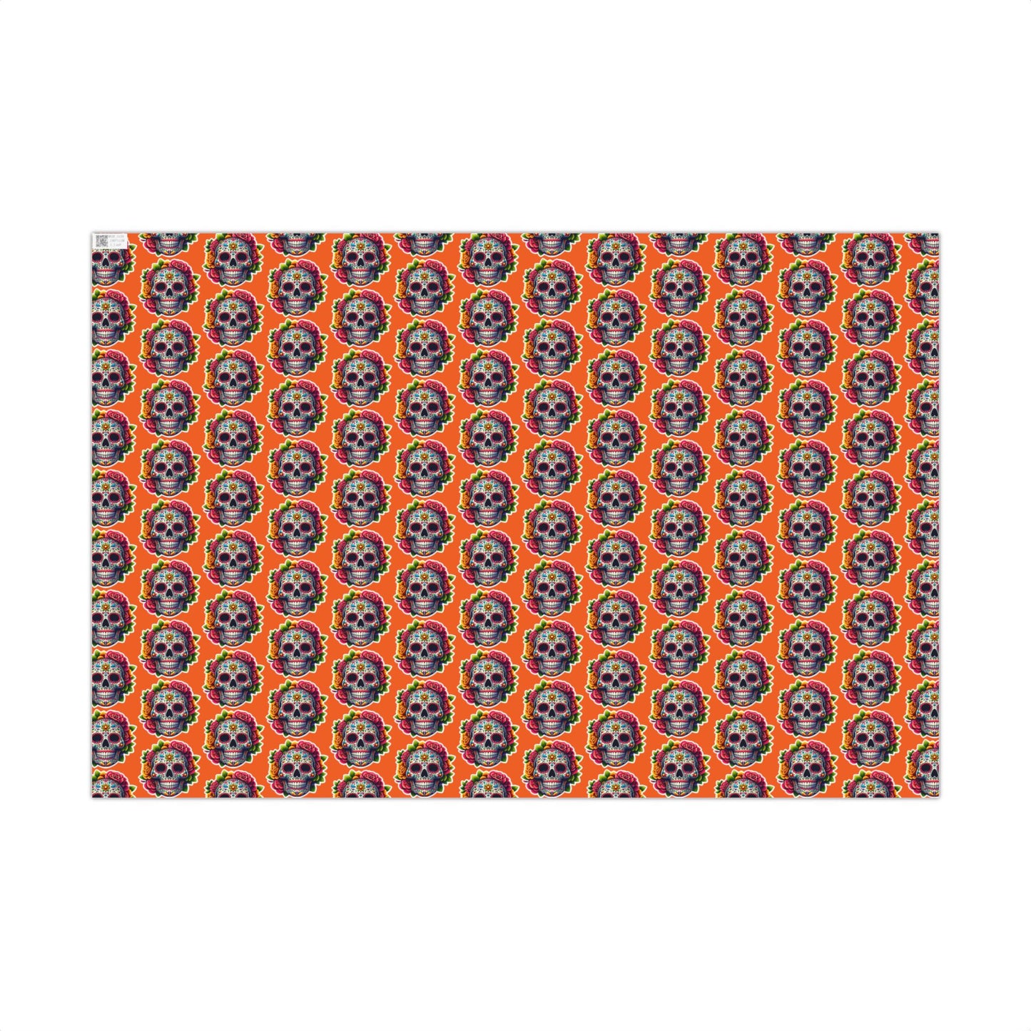 Day of the Dead Sugar Skull Gift Wrap Paper — Vibrant Orange Mexican Holiday Wrapping