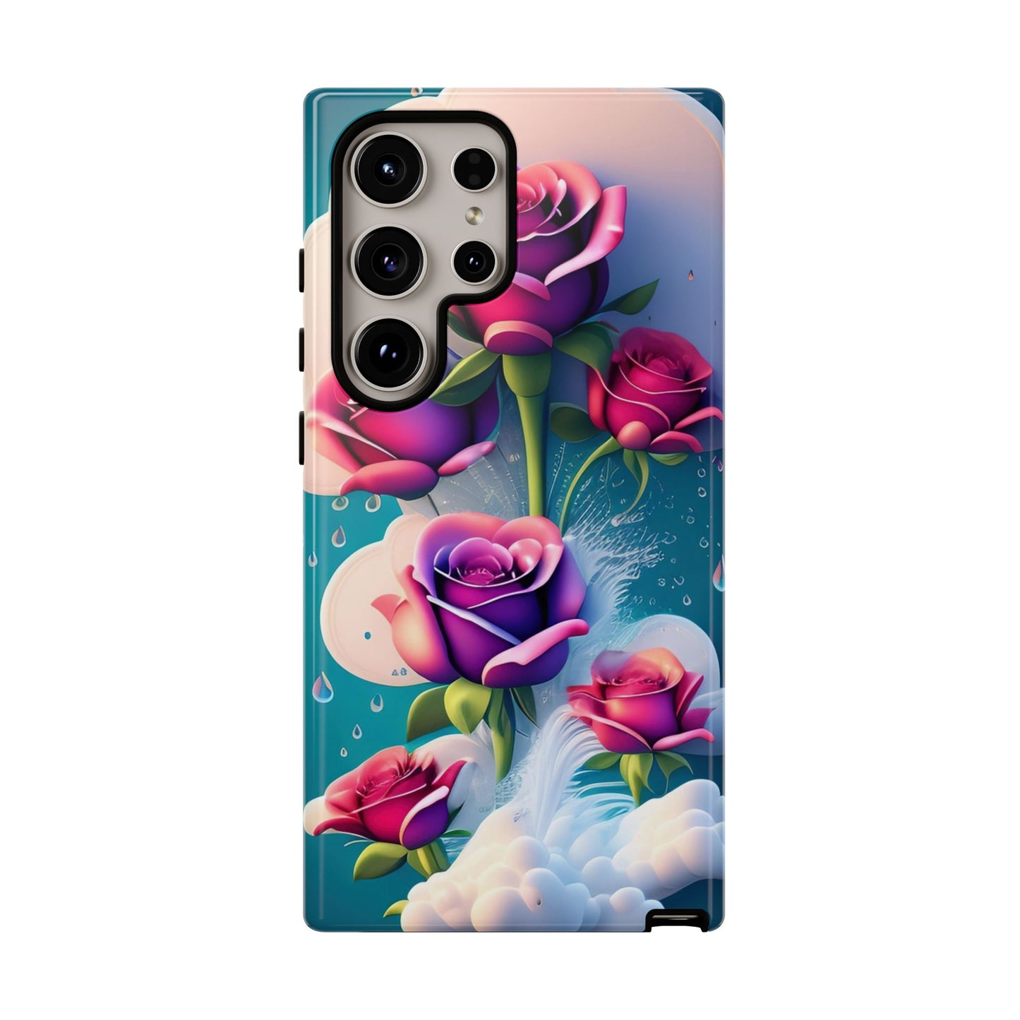 Floral Dream Tough Phone Case — Rose Bouquet Clouds Design