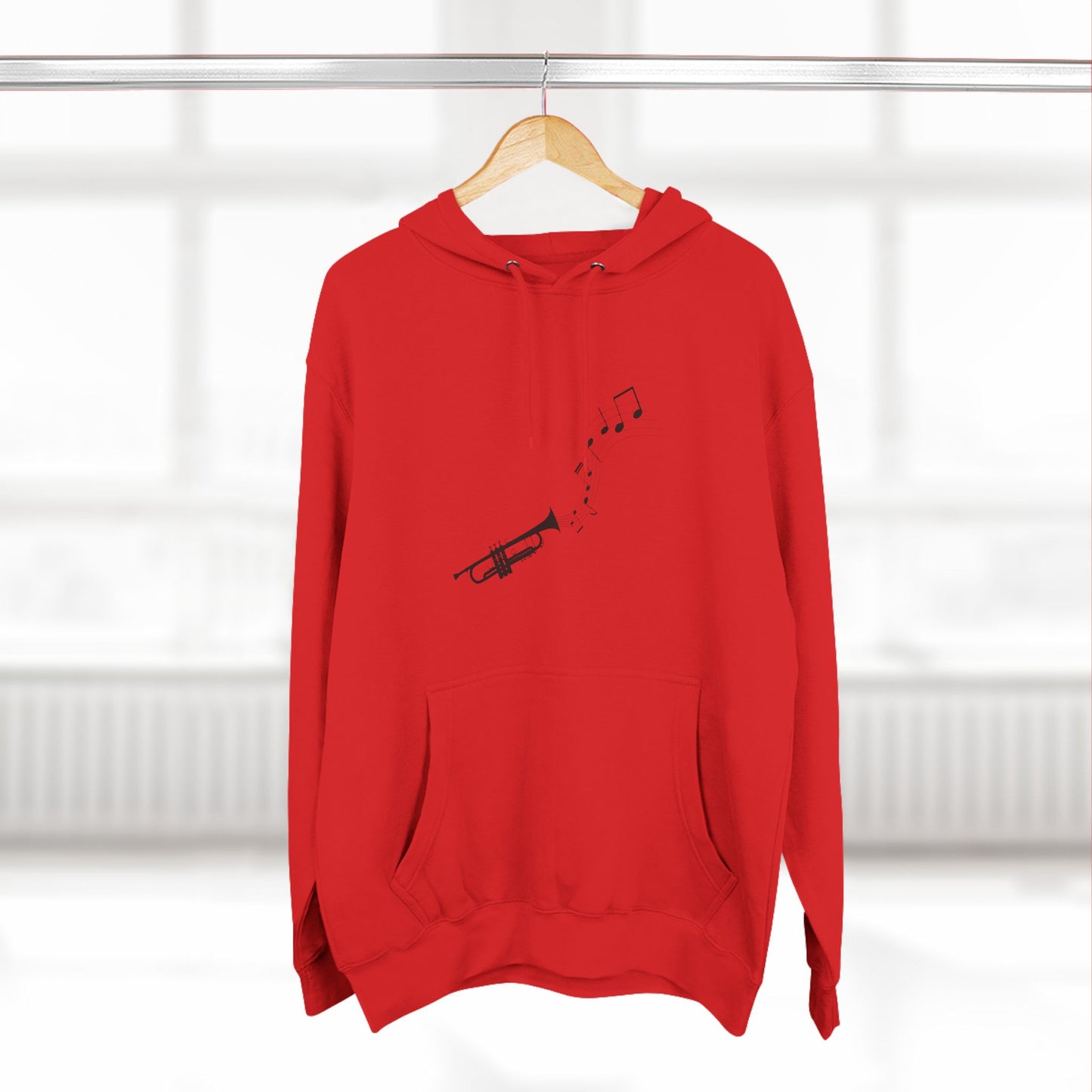 Trumpet Music Notes Hoodie — Minimalist Jazz Instrument Pullover