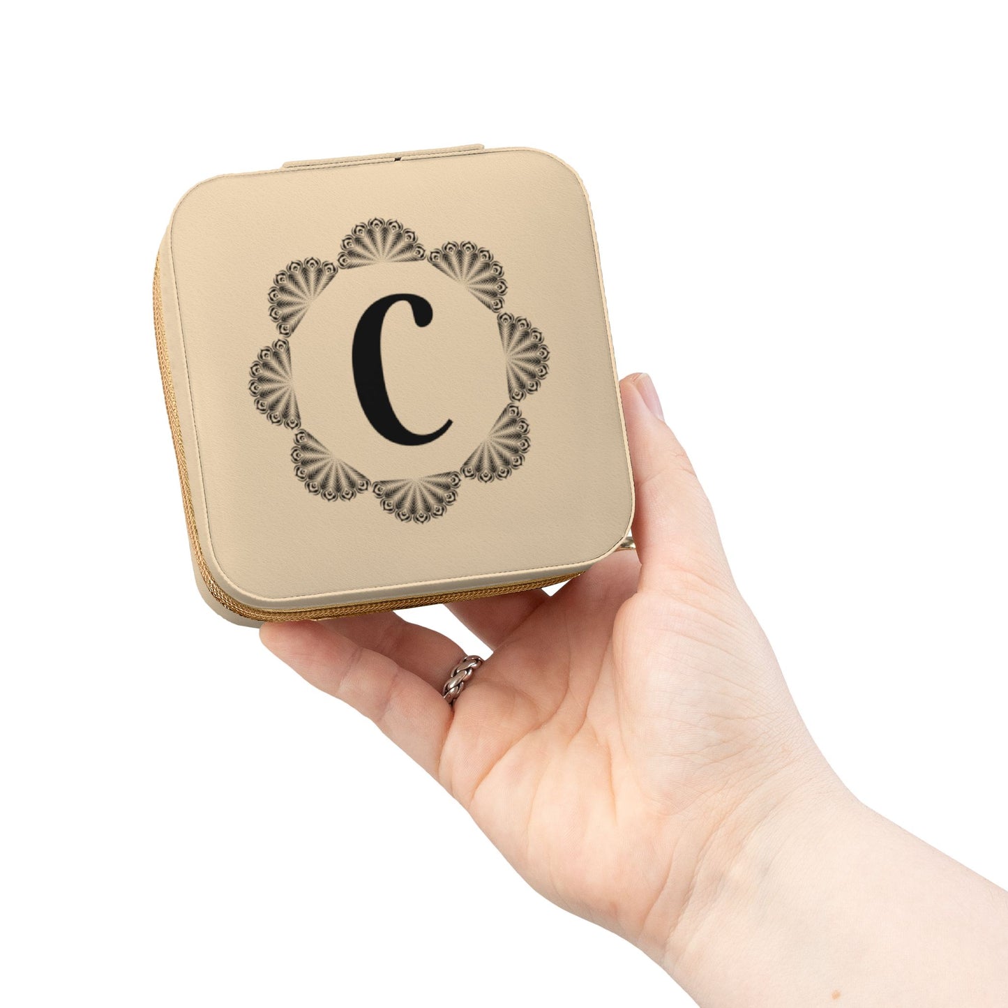 Personalized Monogram Jewelry Travel Case – Compact Rose Gold Organizer