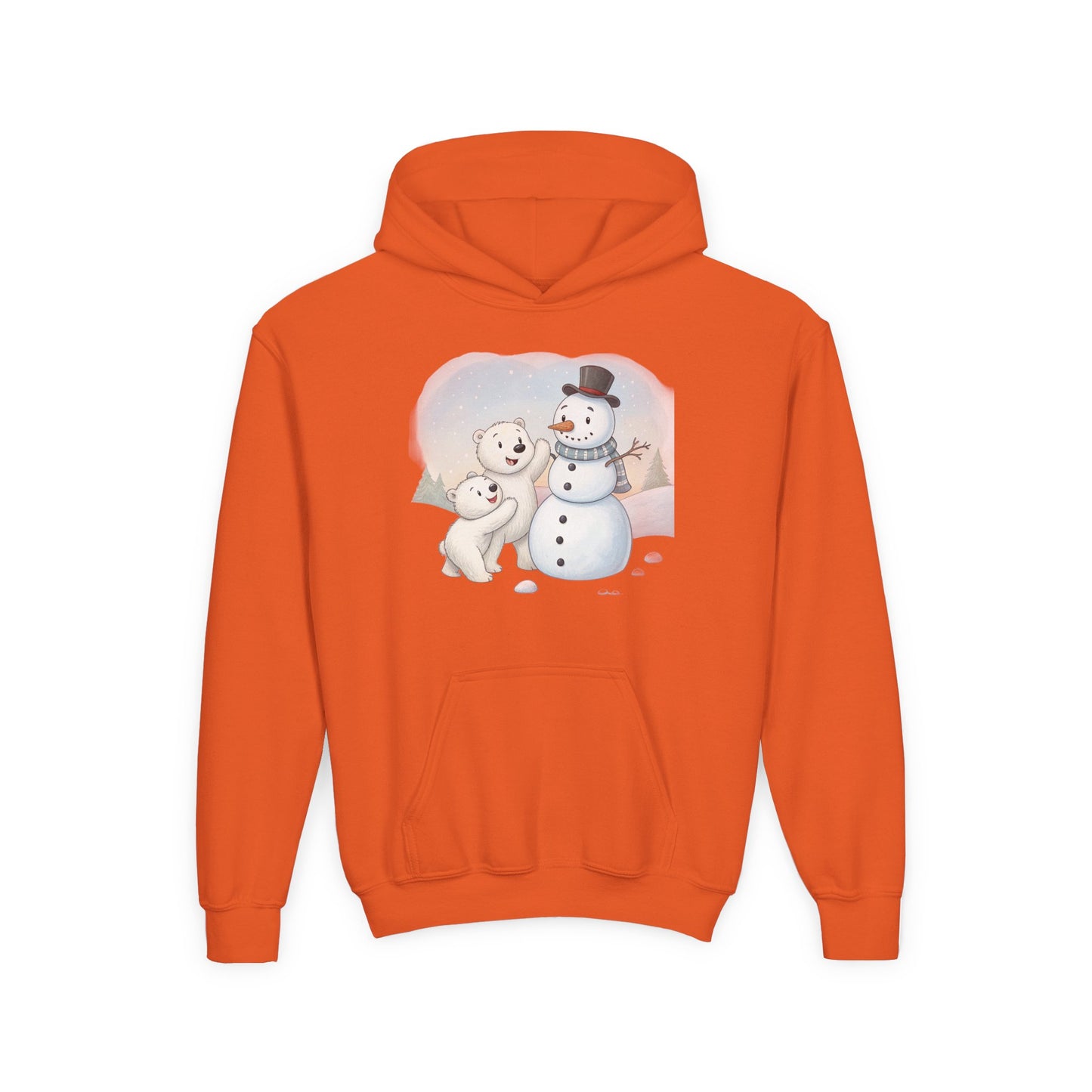 Kids Snowman Hoodie — Cute Polar Bear & Snowman Holiday Sweatshirt