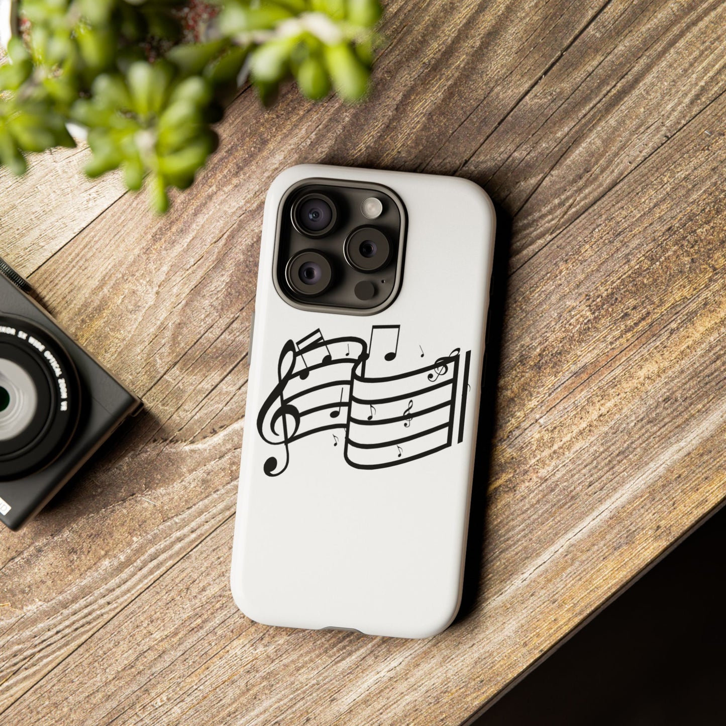 Musical Notes Phone Case — Black Treble Clef Music Staff Tough Case