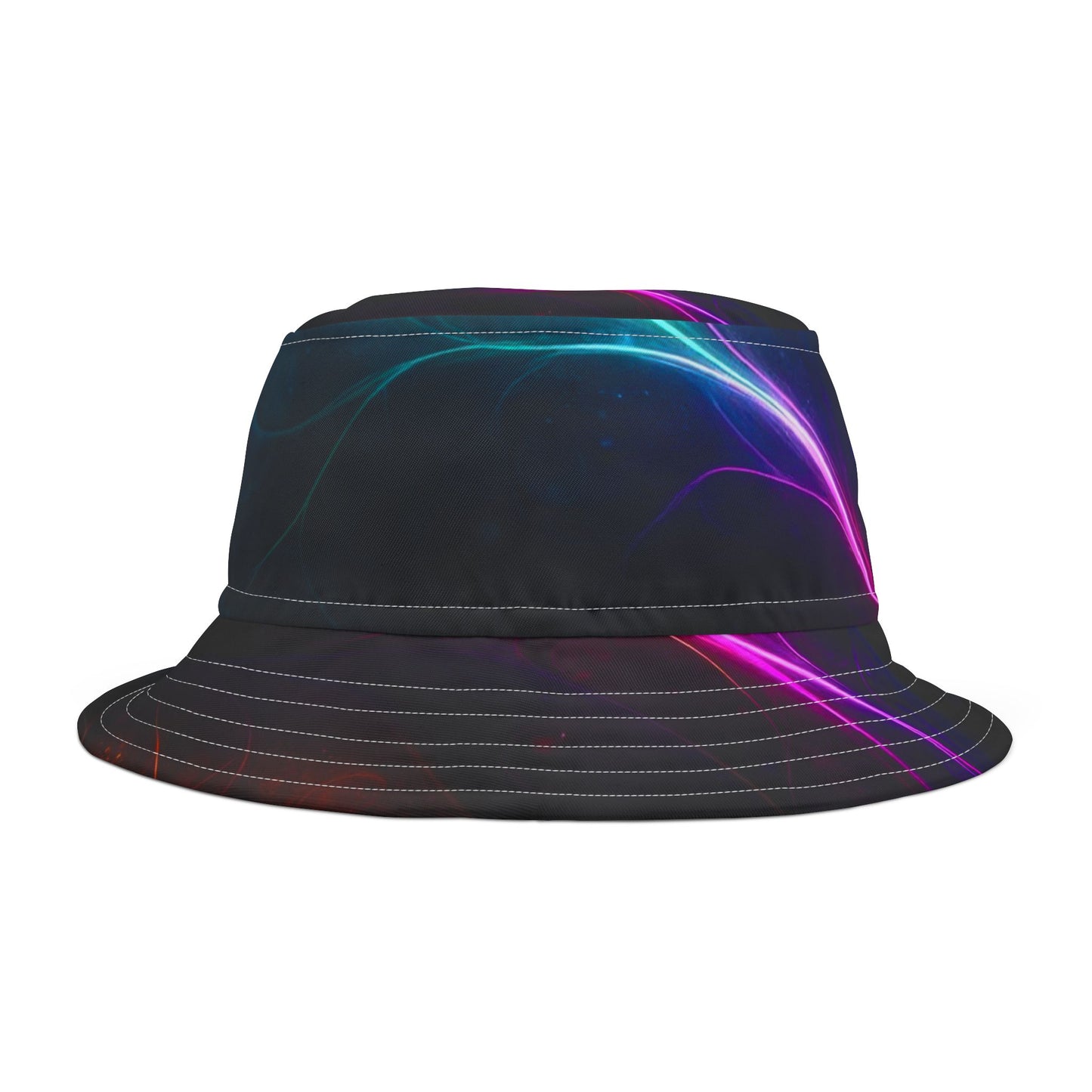 Neon Wave Bucket Hat — Abstract Glow AOP Summer Hat
