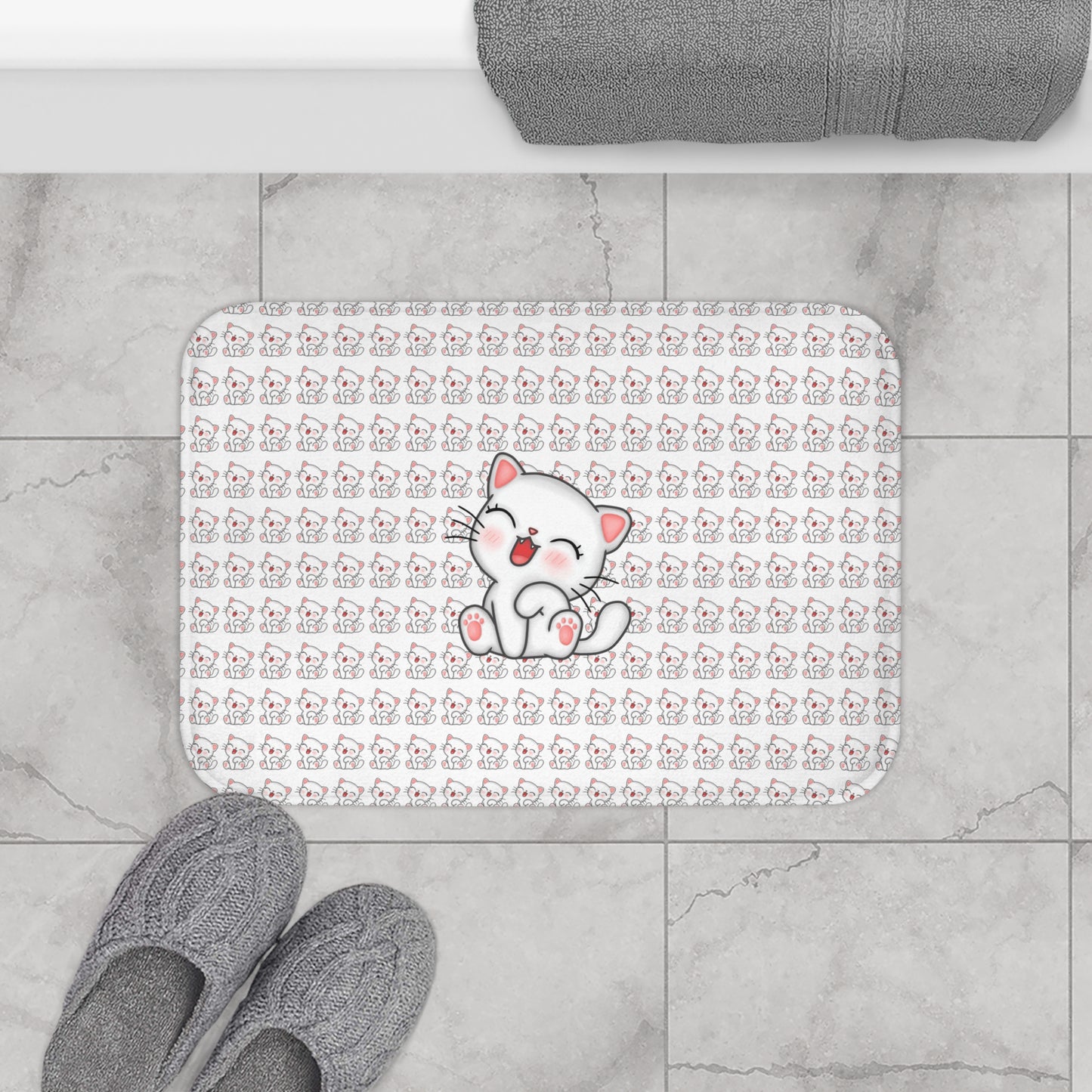 Cute Cat Bath Mat, Adorable Kitty Bath Decor, Cat Lover Gift, Bathroom Accessory, Fun Cat Design for Kids, Cozy Home Decor