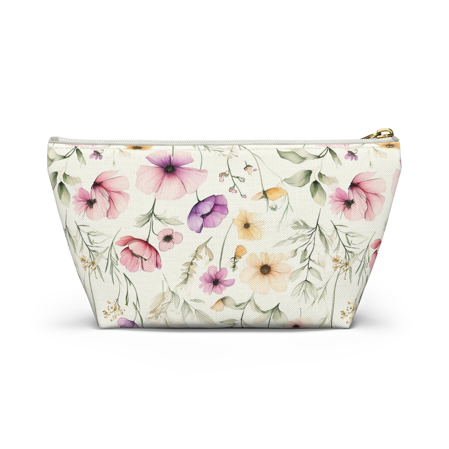 Floral Spring Makeup Pouch — Watercolor Wildflower Accessory Bag