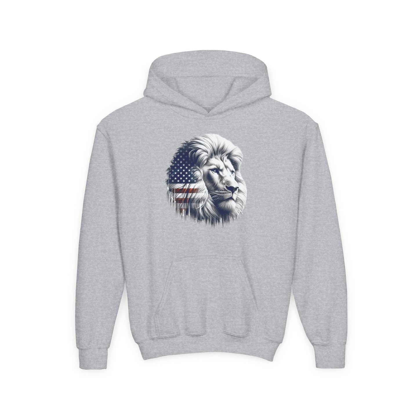 American Flag Lion Hoodie | Patriotic Lion Graphic Youth Sweatshirt