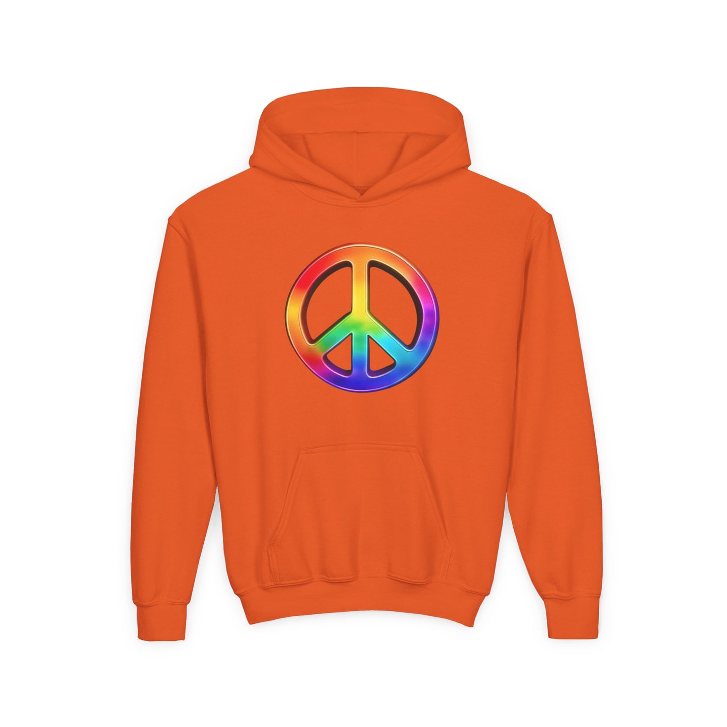Youth Hoodie — Rainbow Peace Sign Pullover