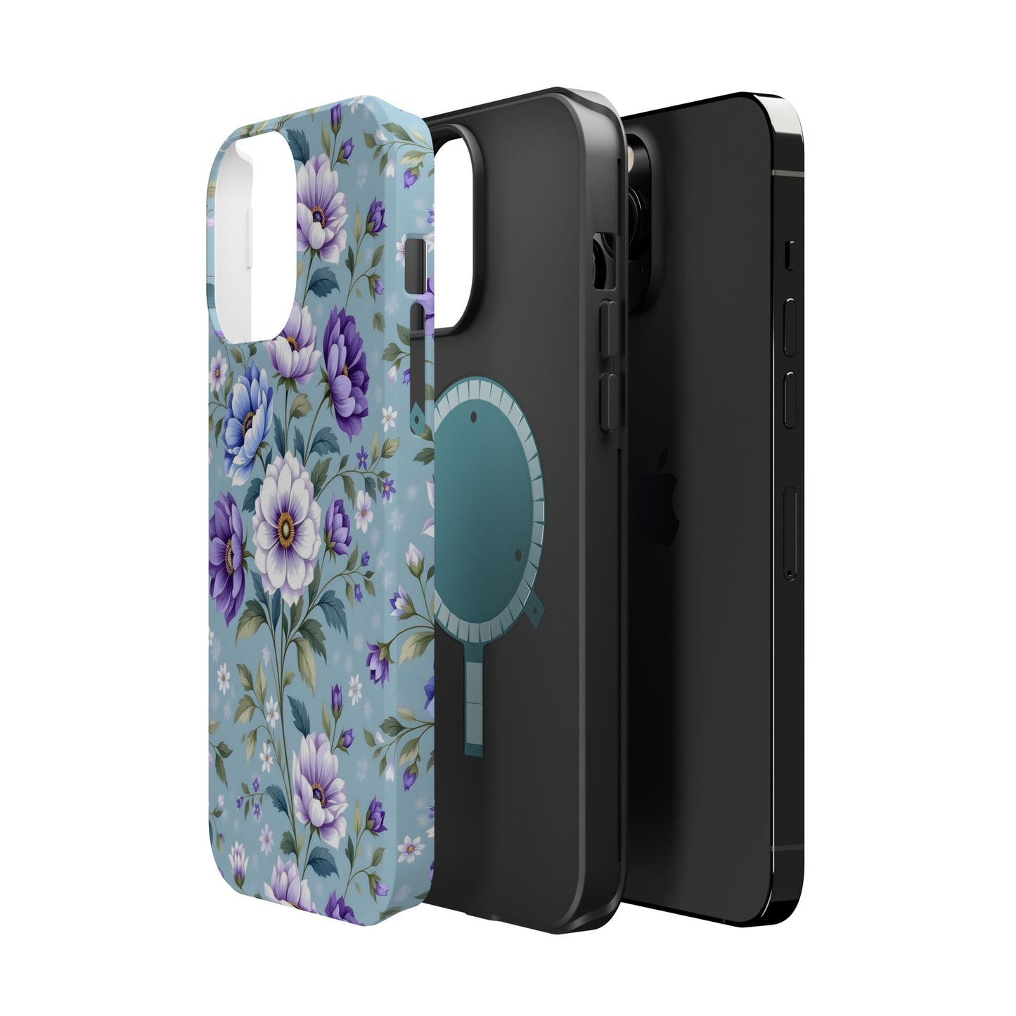 Floral Purple Peony Phone Case — Magnetic Impact‑Resistant Protective Cover