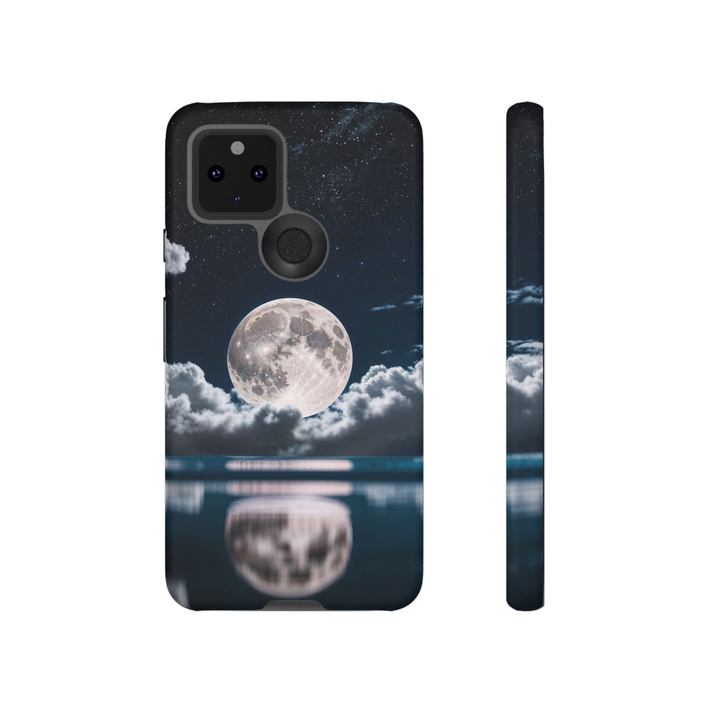Moonlit Reflection Phone Case — Night Sky Moon & Clouds Tough Case