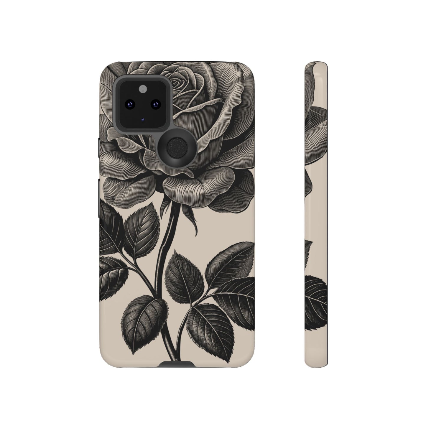 Black Rose Phone Case, Tough Cases with Floral Design, Elegant Tech Accessory, Gift for Flower Lovers, Stylish Protection