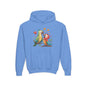 Youth Hoodie — Cute Parrot Couple Illustration (Hearts, Kids Pullover)