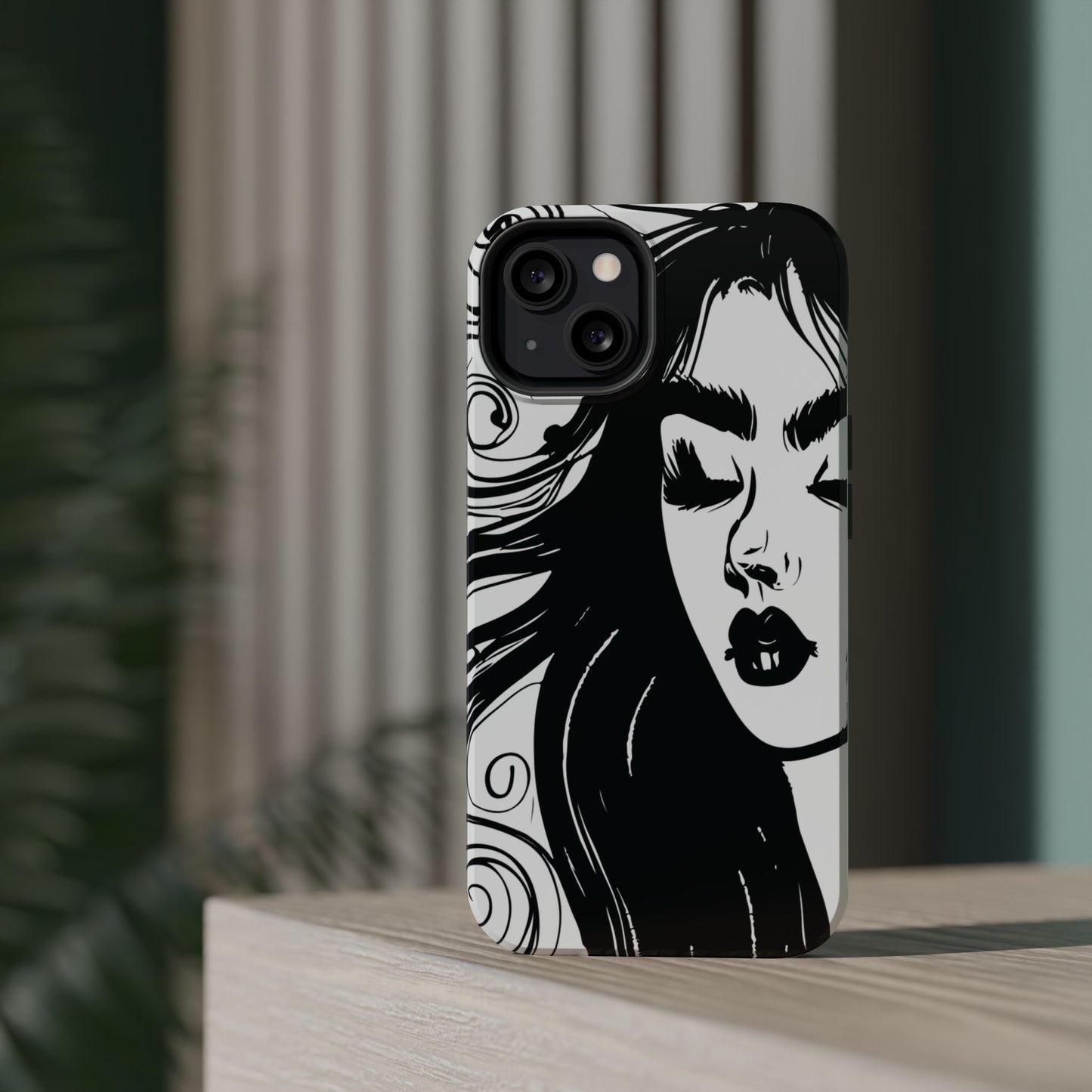 Artistic Black & White Portrait Phone Case — Magnetic Impact-Resistant