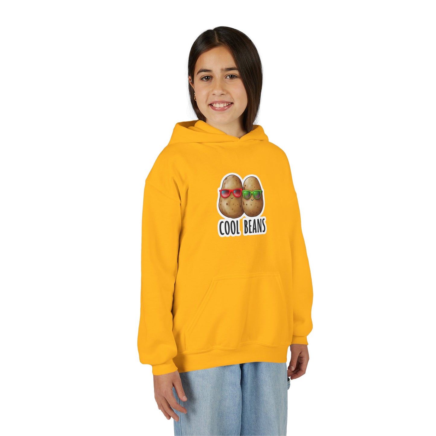 Youth 'Cool Beans' Hoodie – Cute Kids Graphic Sweatshirt with Sunglasses Potato Design