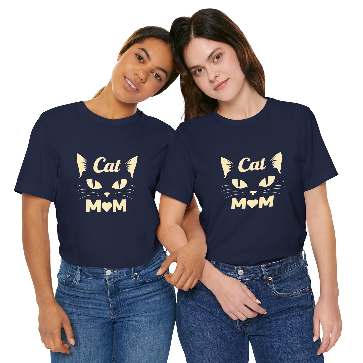 Cat Mom T-Shirt — Cute Cat Face Graphic Tee for Cat Lovers