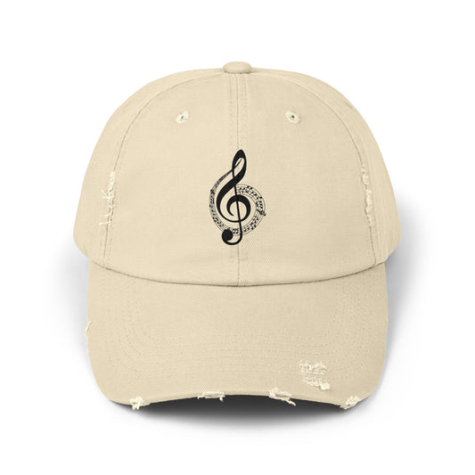 Music Lover's Distressed Cap, Vintage Hat for Musicians, Gift for Music Fans, Concert Accessory, Casual Style Cap