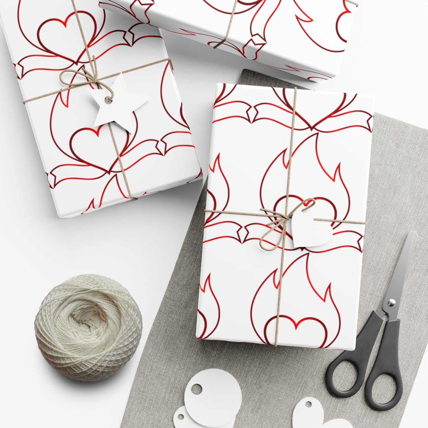 Heart Vine Gift Wrap Paper — Red Romantic Wrapping Sheets for Valentine’s Day & Weddings
