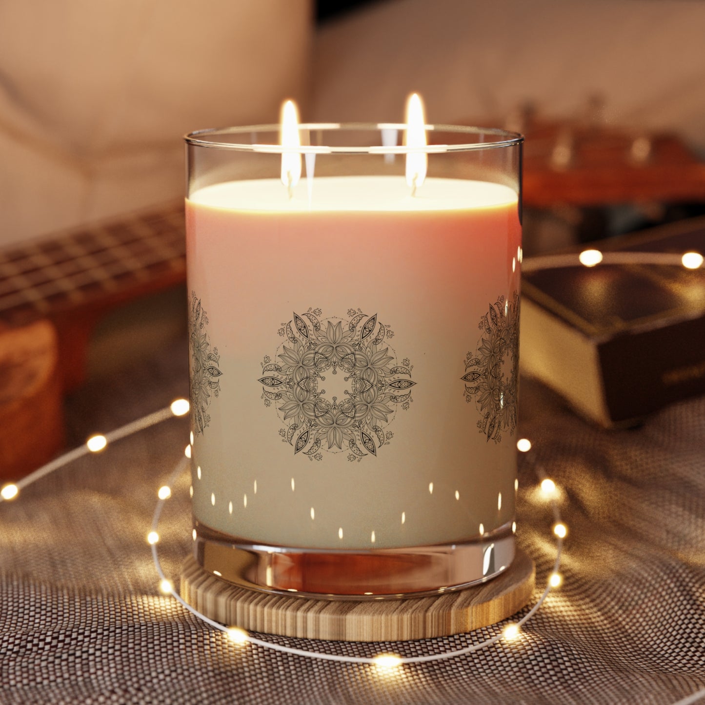 11oz Scented Candle — Decorative Mandala Glass Candle