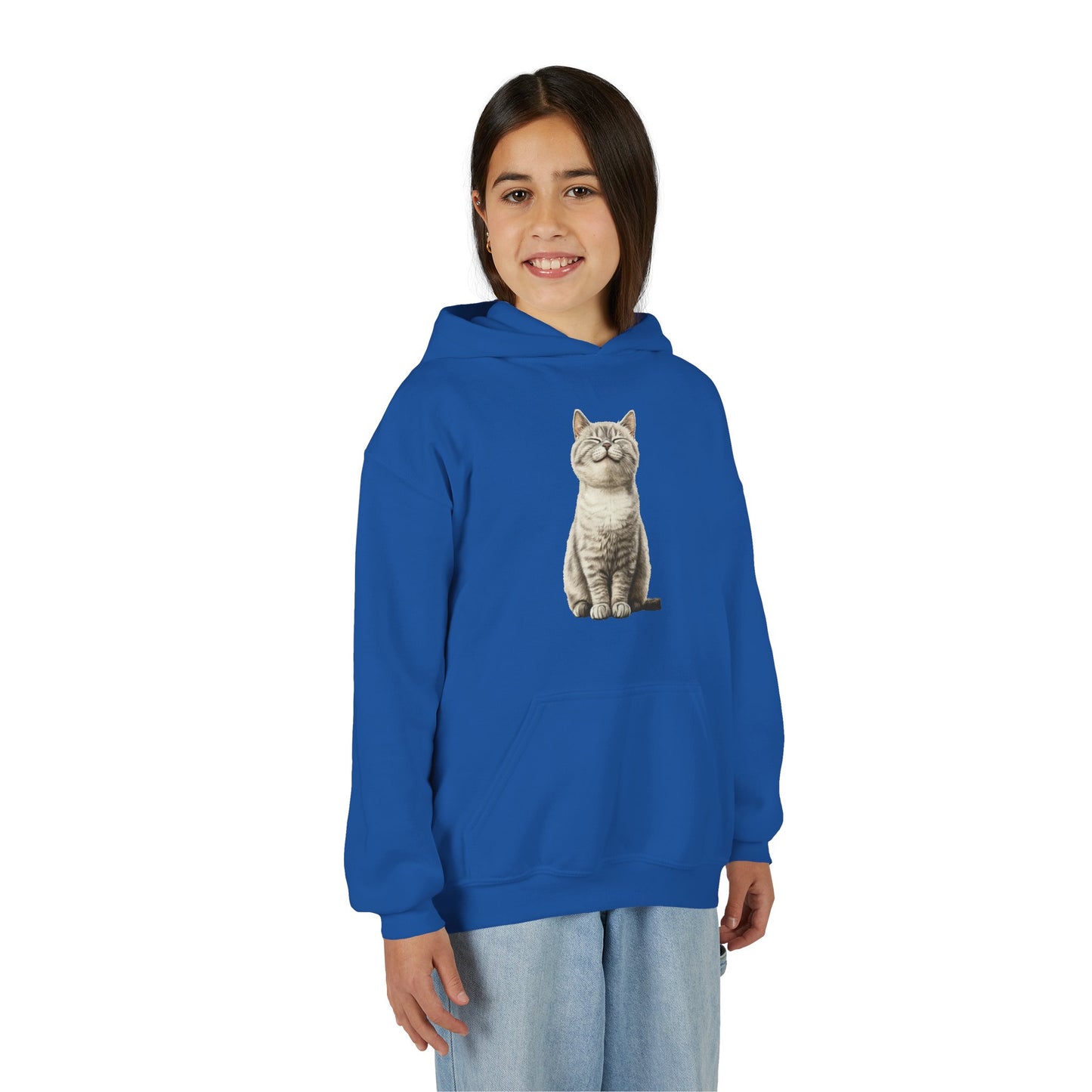 Kids Cat Hoodie – Cute Sitting Kitten Youth Hooded Sweatshirt