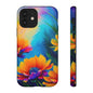 Floral Burst Tough Phone Case — Vibrant Watercolor Flowers Protective Cover