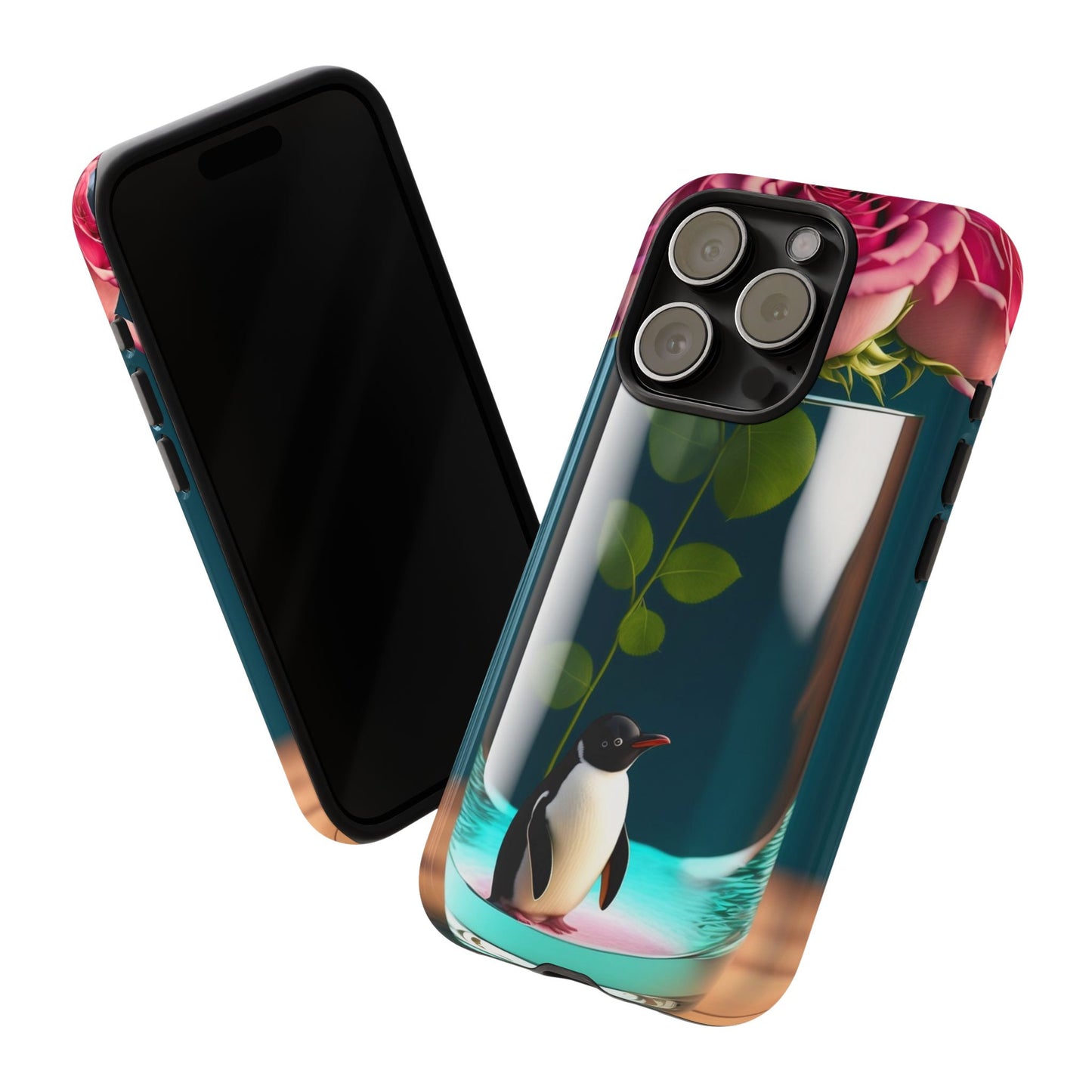 Penguin in a Glass Floral Tough Phone Case — Cute Protective Phone Cover