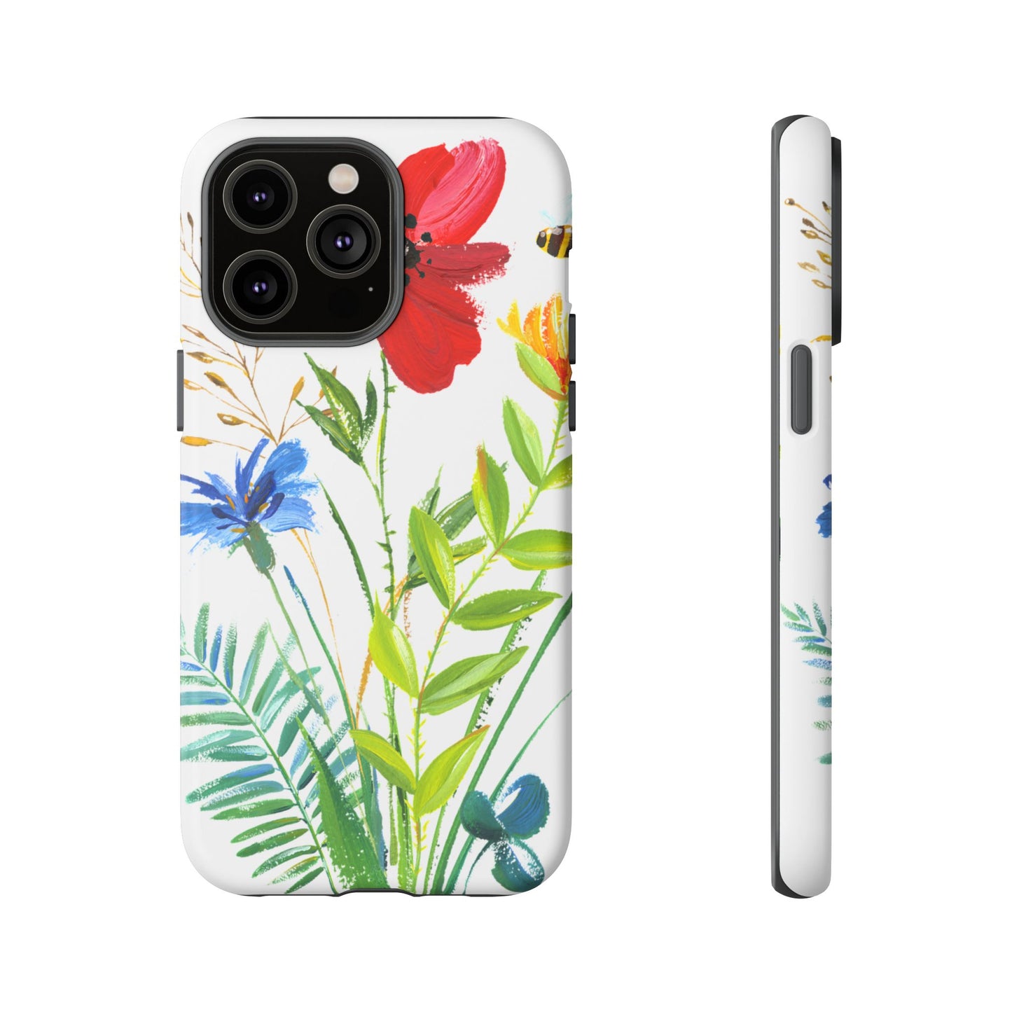 Floral Watercolor Tough Phone Case — Wildflower Bouquet Protective Cover