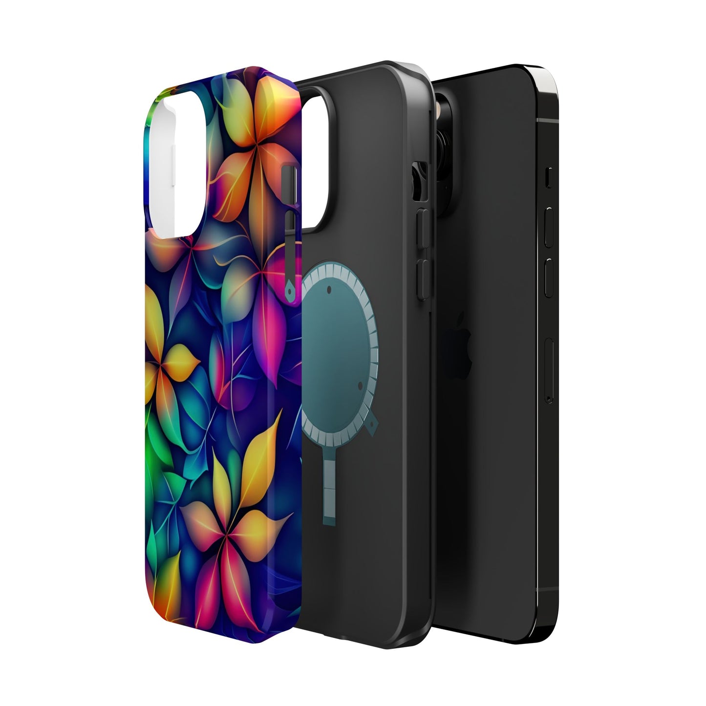Floral Prism Magnetic Impact-Resistant Phone Case — Colorful Gradient Petal Design