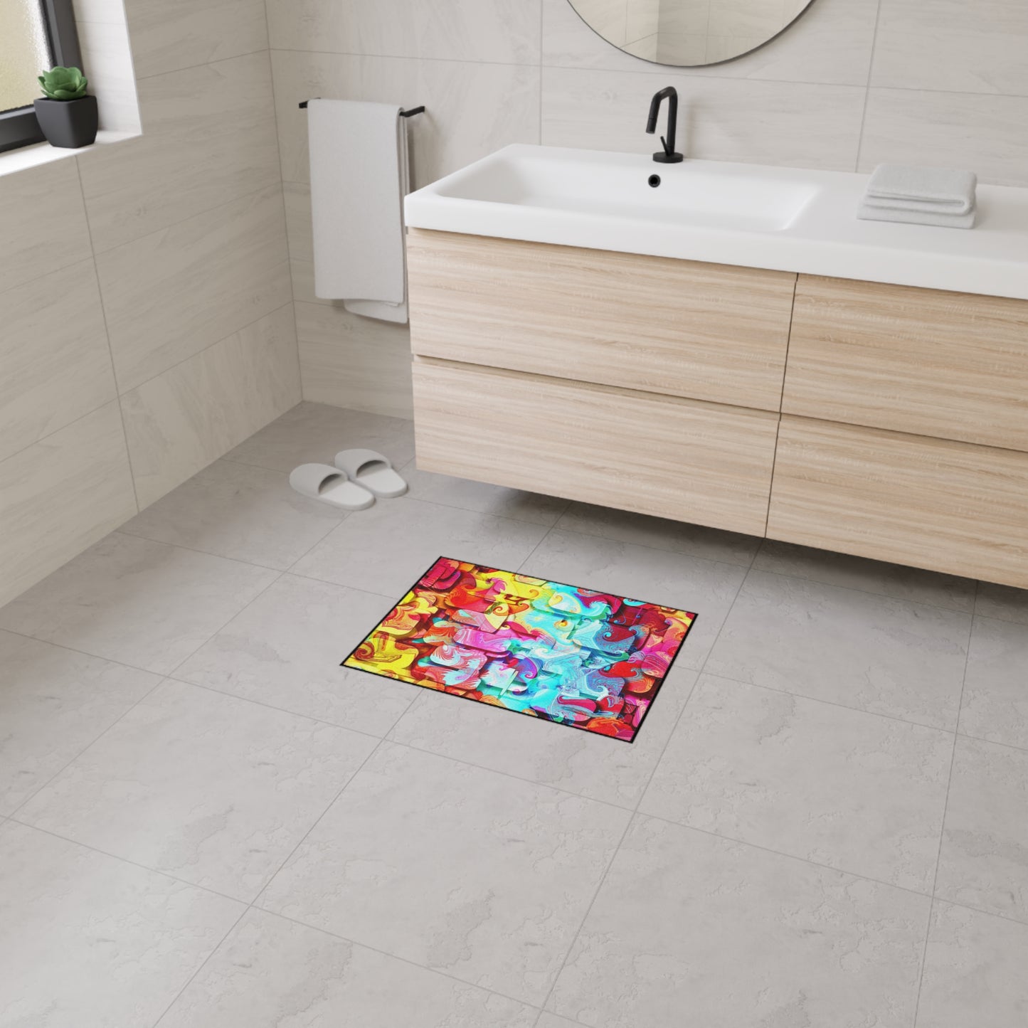 Abstract Color Splash Floor Mat — Heavy Duty Non‑Slip Door Rug