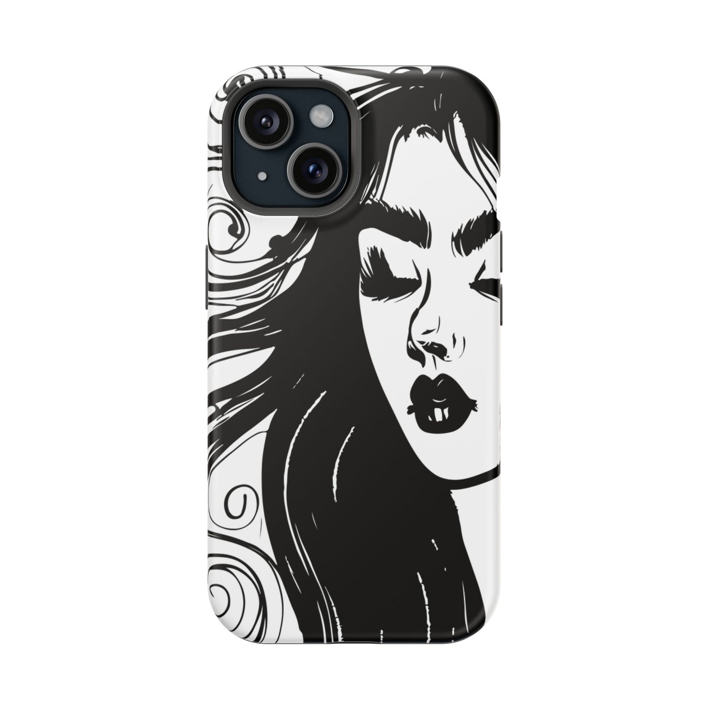 Artistic Black & White Portrait Phone Case — Magnetic Impact-Resistant