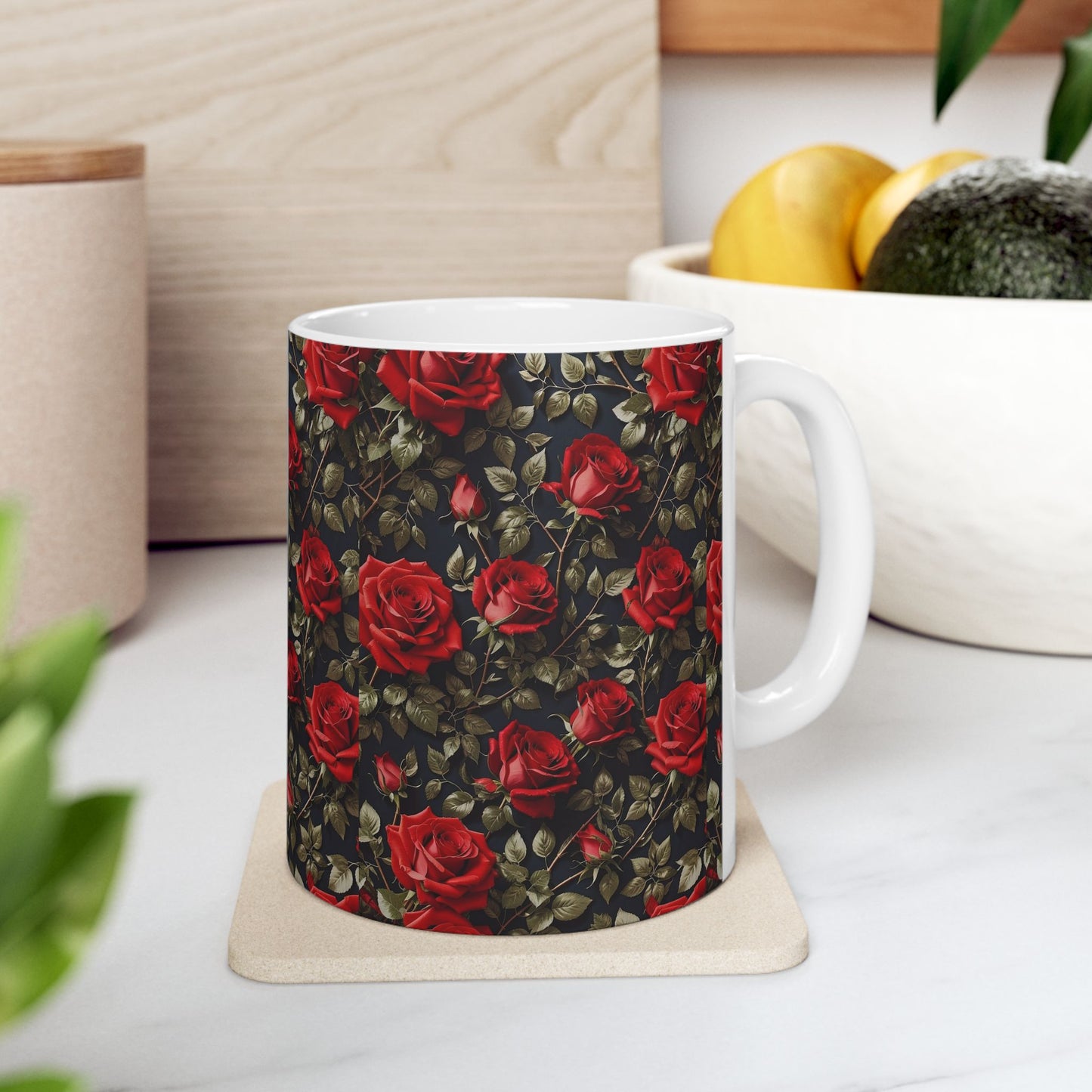 Elegant Floral Ceramic Mug with Roses | Perfect for Gifts, Valentine's Day, Mother's Day, Kitchen Decor, Tea Lovers